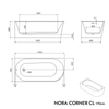 Baignoire d'angle semi-îlot NORA CORNER - Acrylique