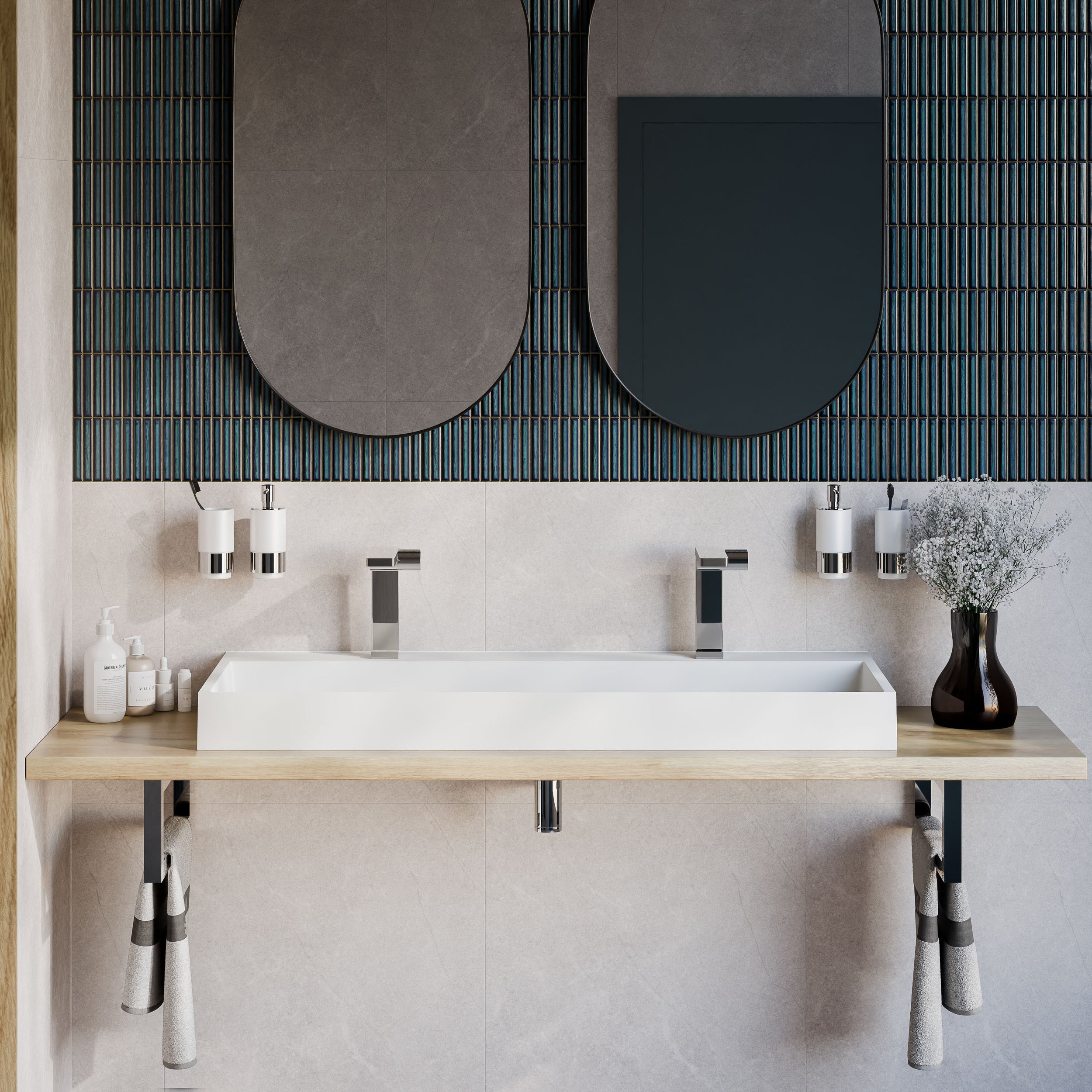 Opbouw wastafel wandwastafel BS6001 in gegoten marmer