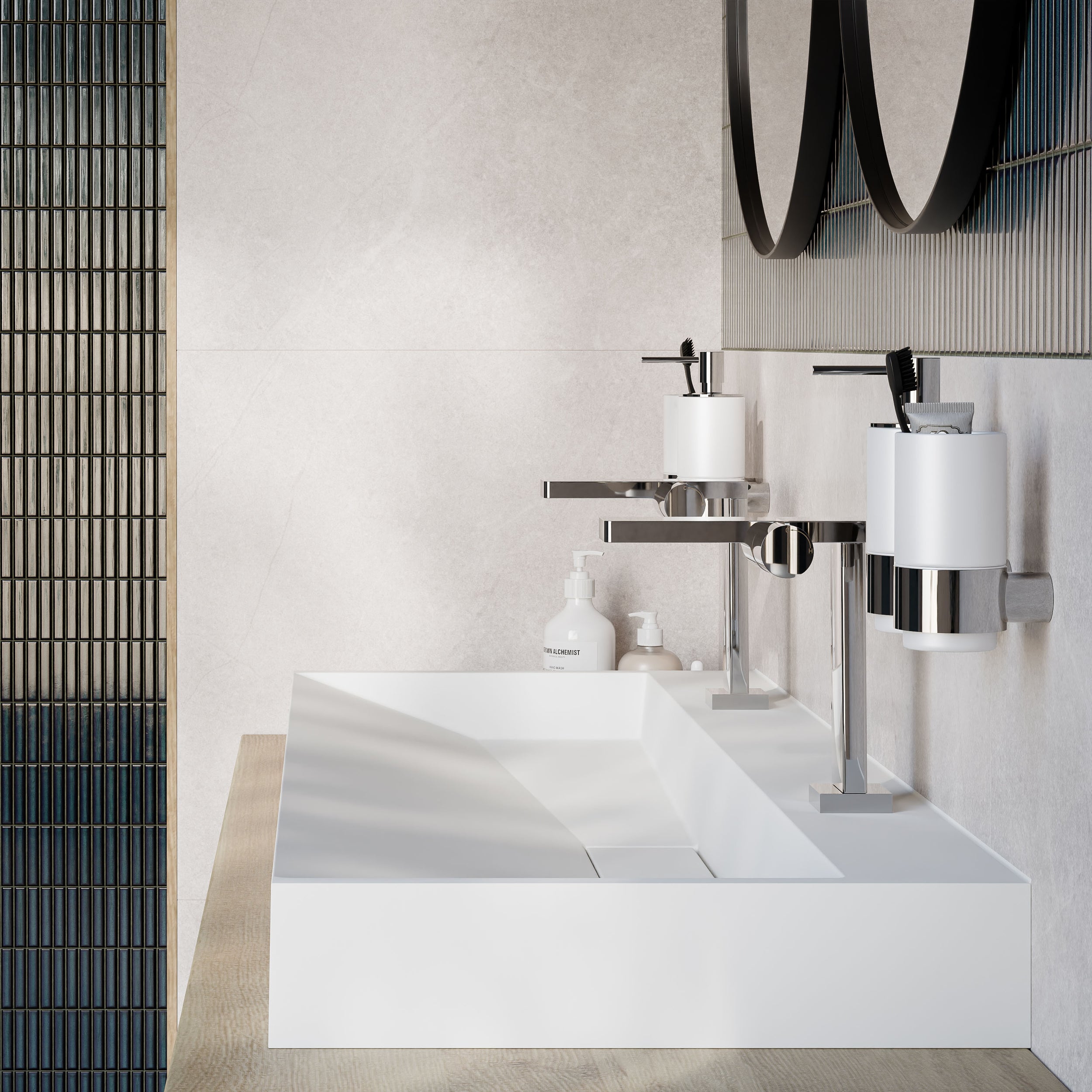 Opbouw wastafel wandwastafel BS6001 in gegoten marmer