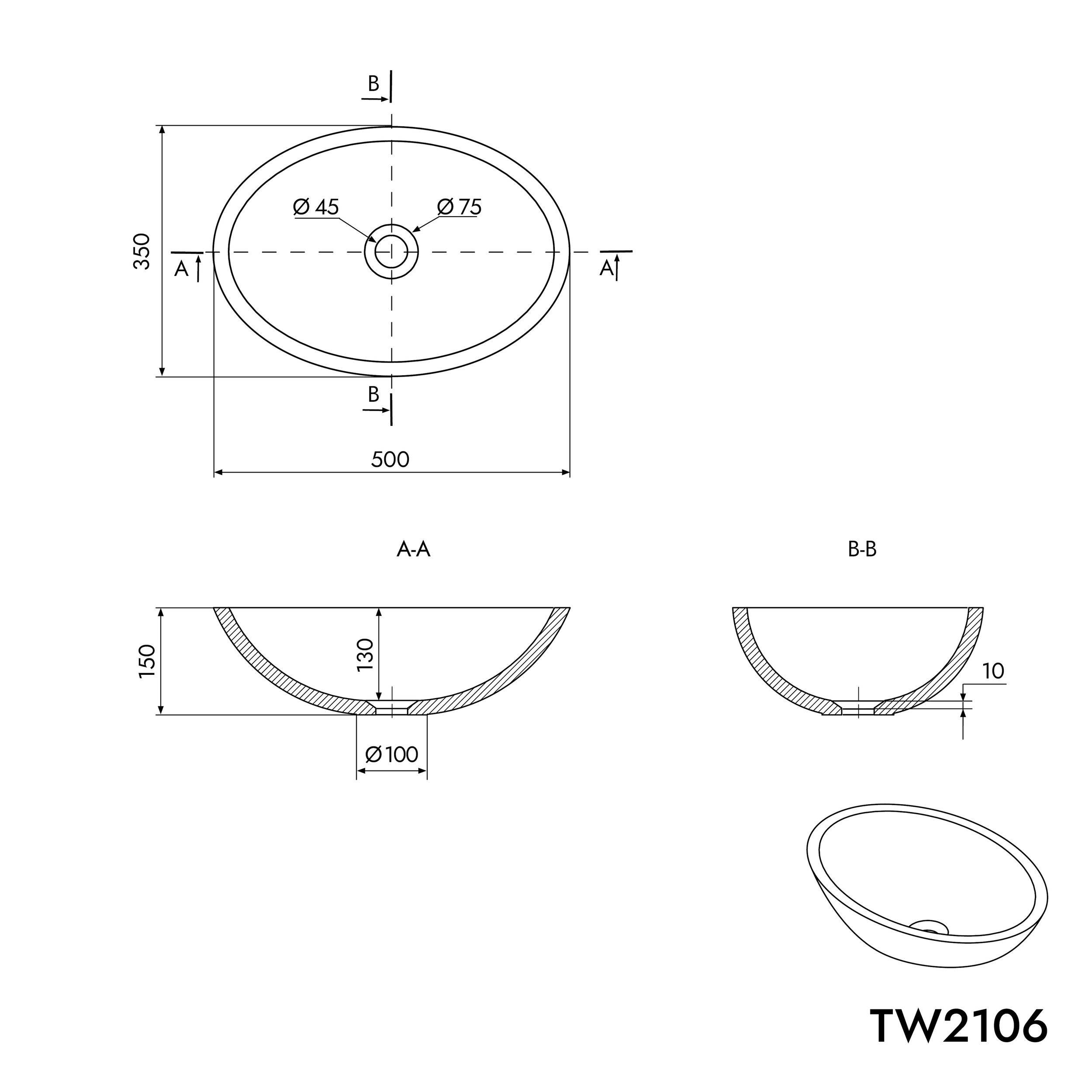 Vasque à poser TW2106