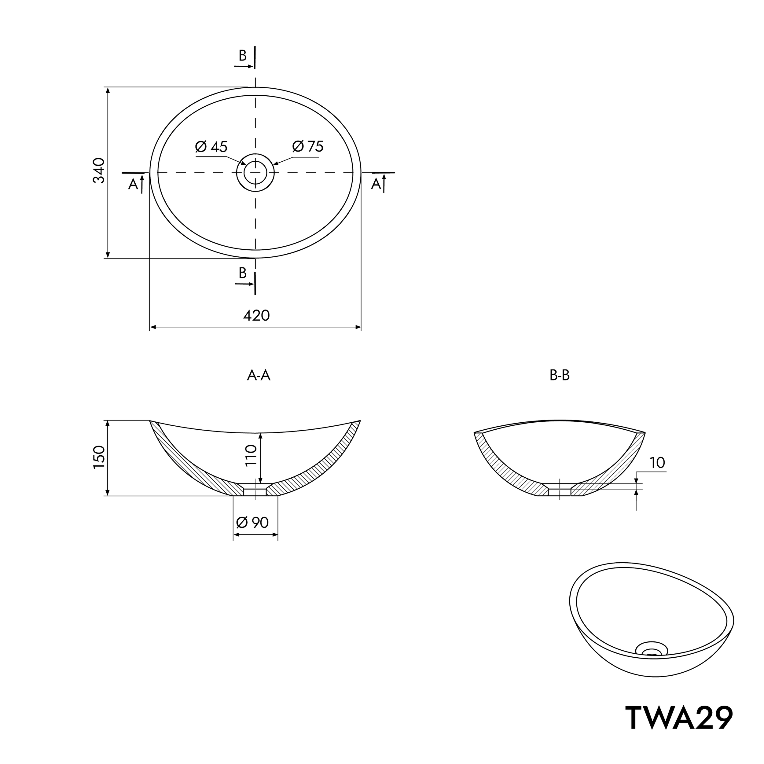 Vasque à poser TWA29