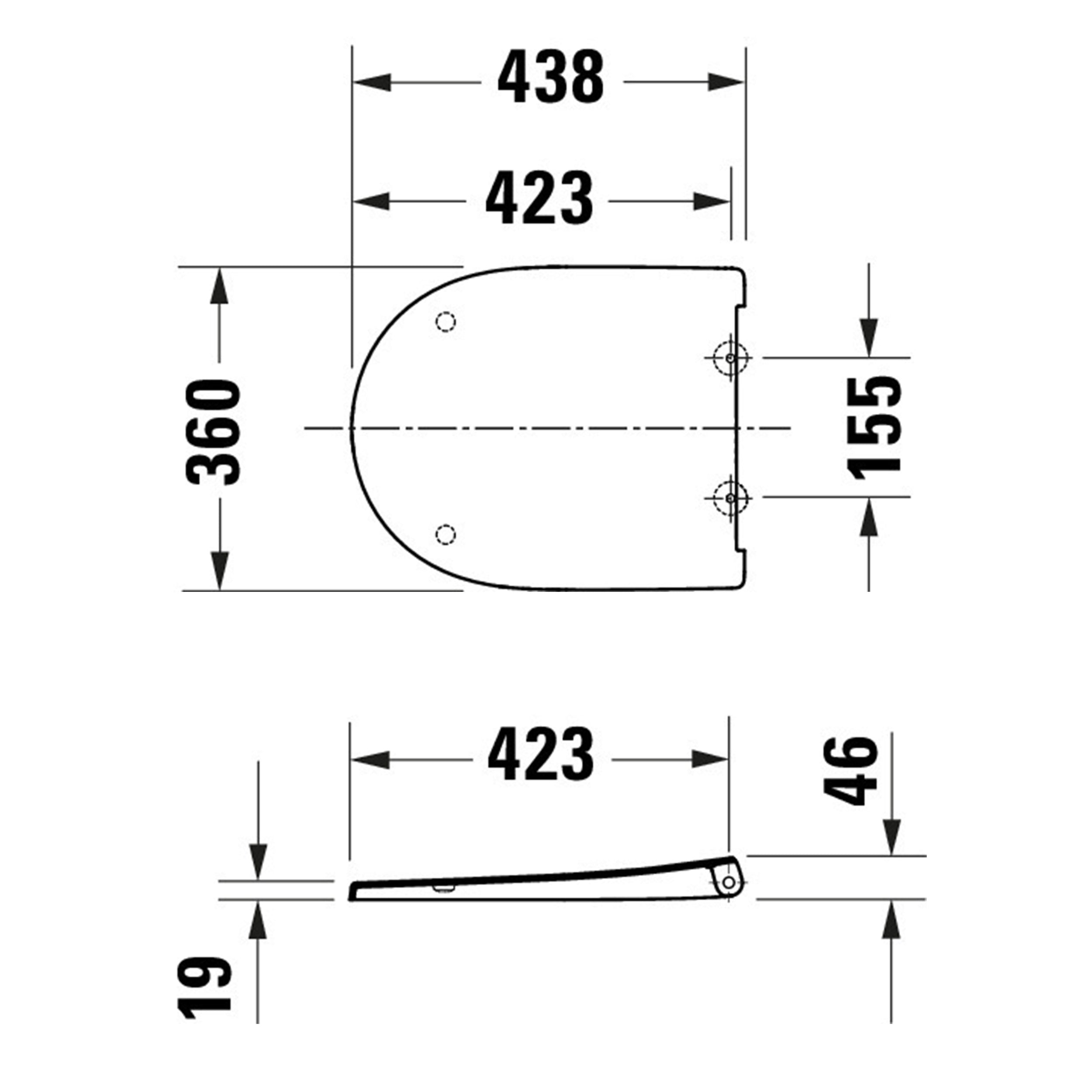 Abattant WC universel Duravit Univavo avec fermeture amortie, ovale