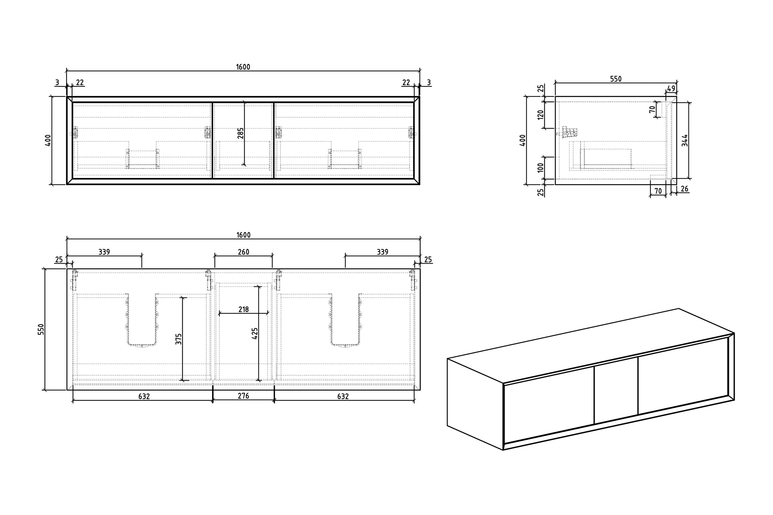 Onderkast Fiona Multy 160 cm