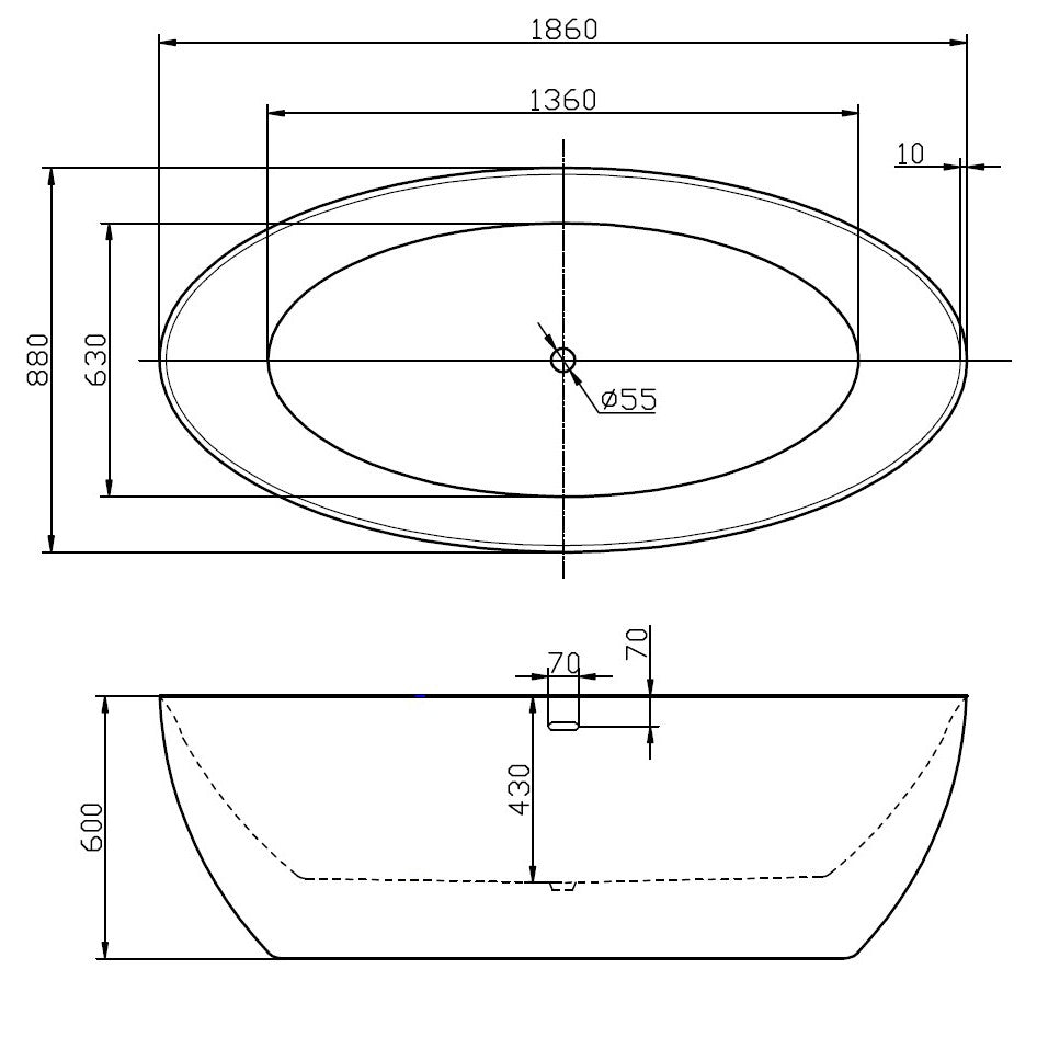 Vrijstaand bad TERRA