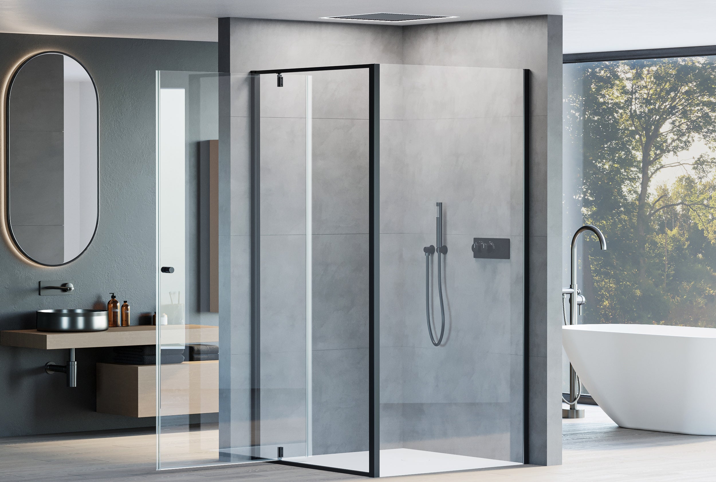 Cabine de douche d'angle avec porte pivotante NT604 - FLEX
