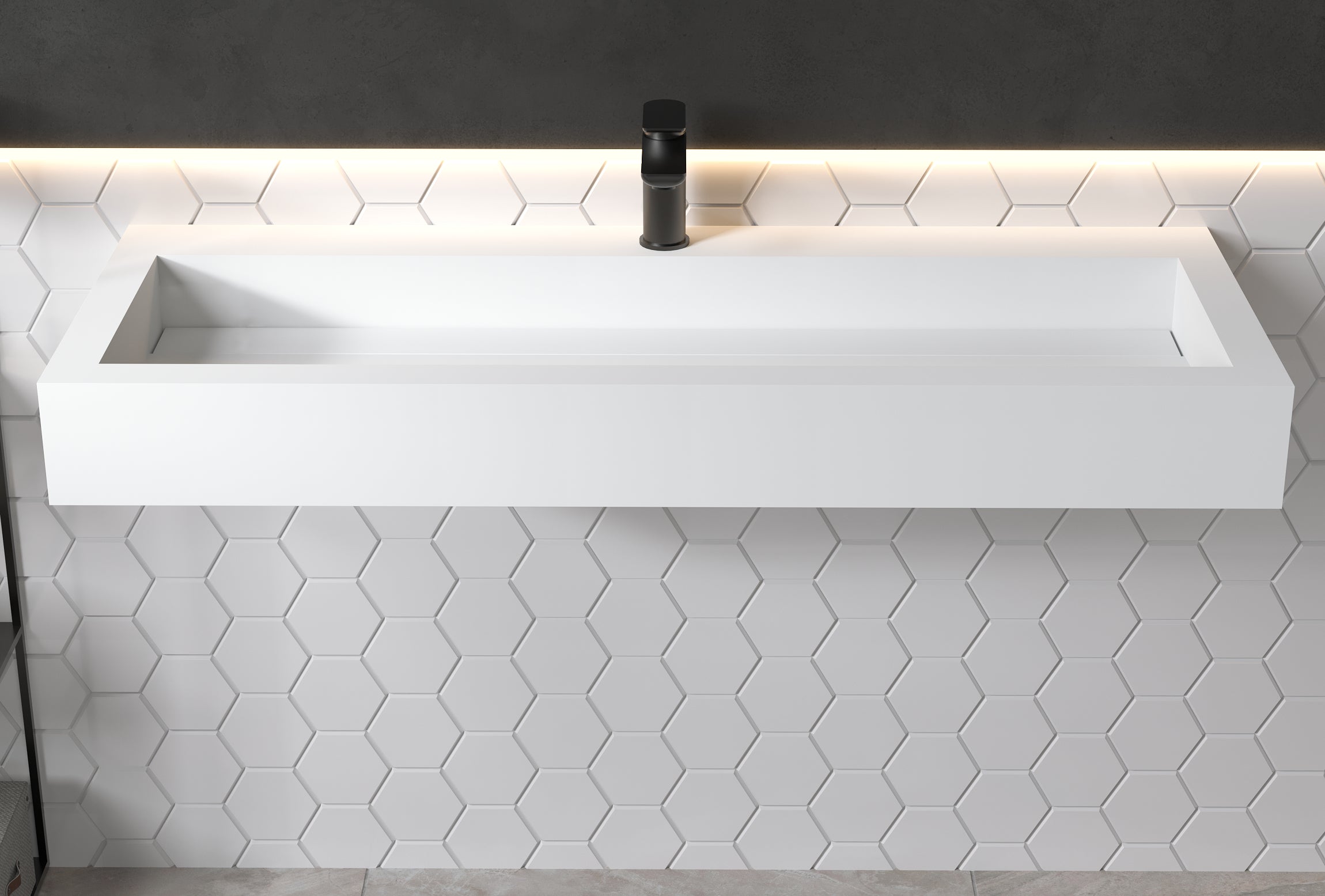 Opbouw waskom PB2079 hangende wastafel van massief steen