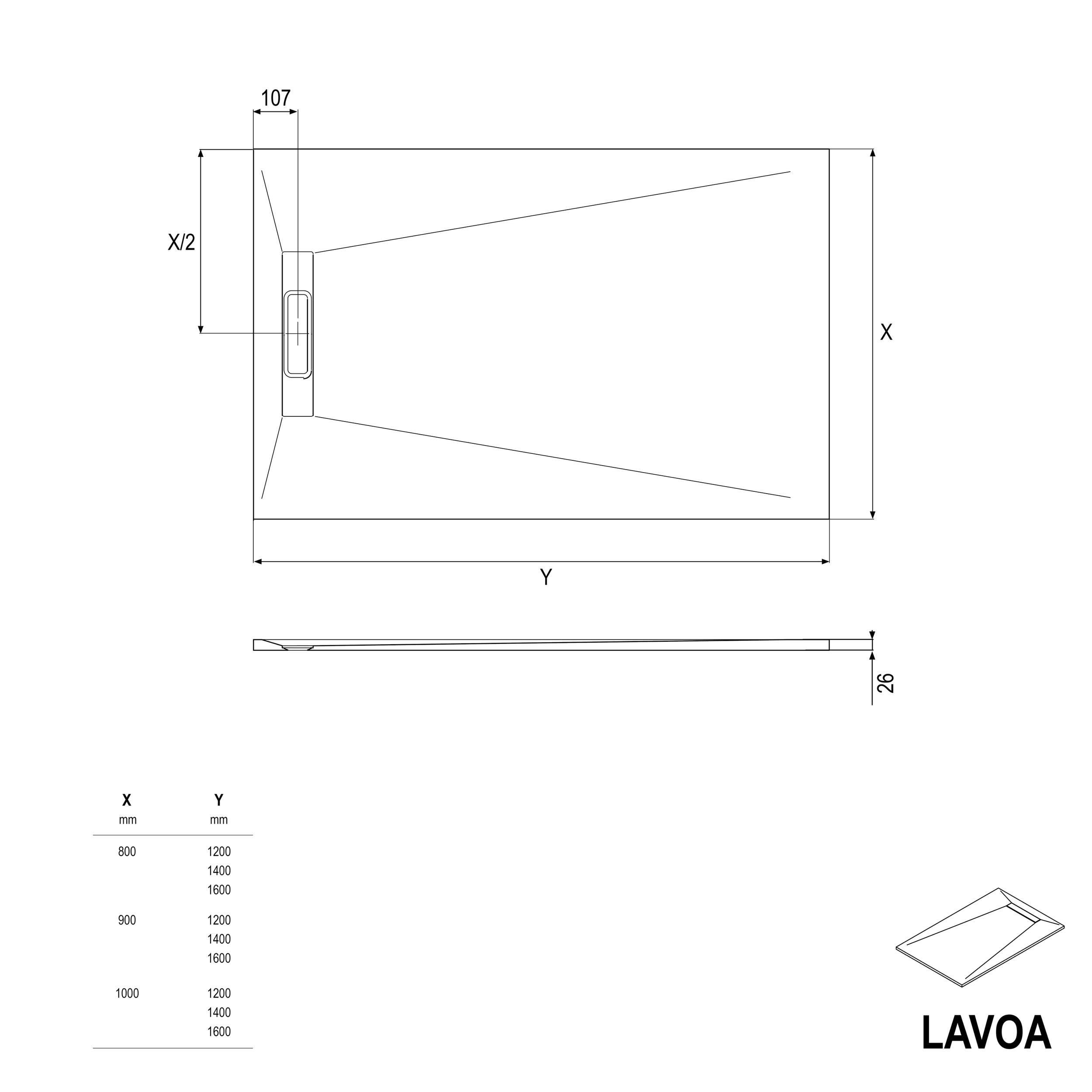 Platte douchebak van Mineraal gegoten LAVOA