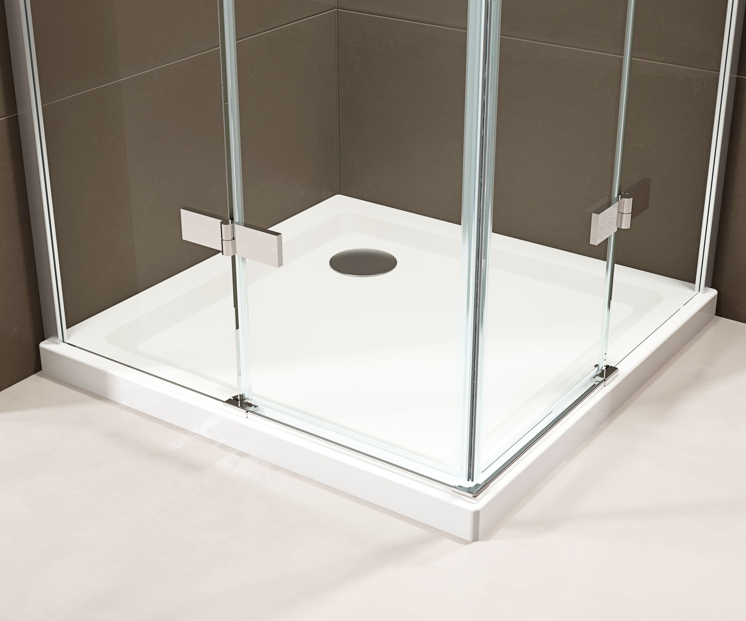 Douche d'angle avec portes pivotantes, accès d'angle EX809