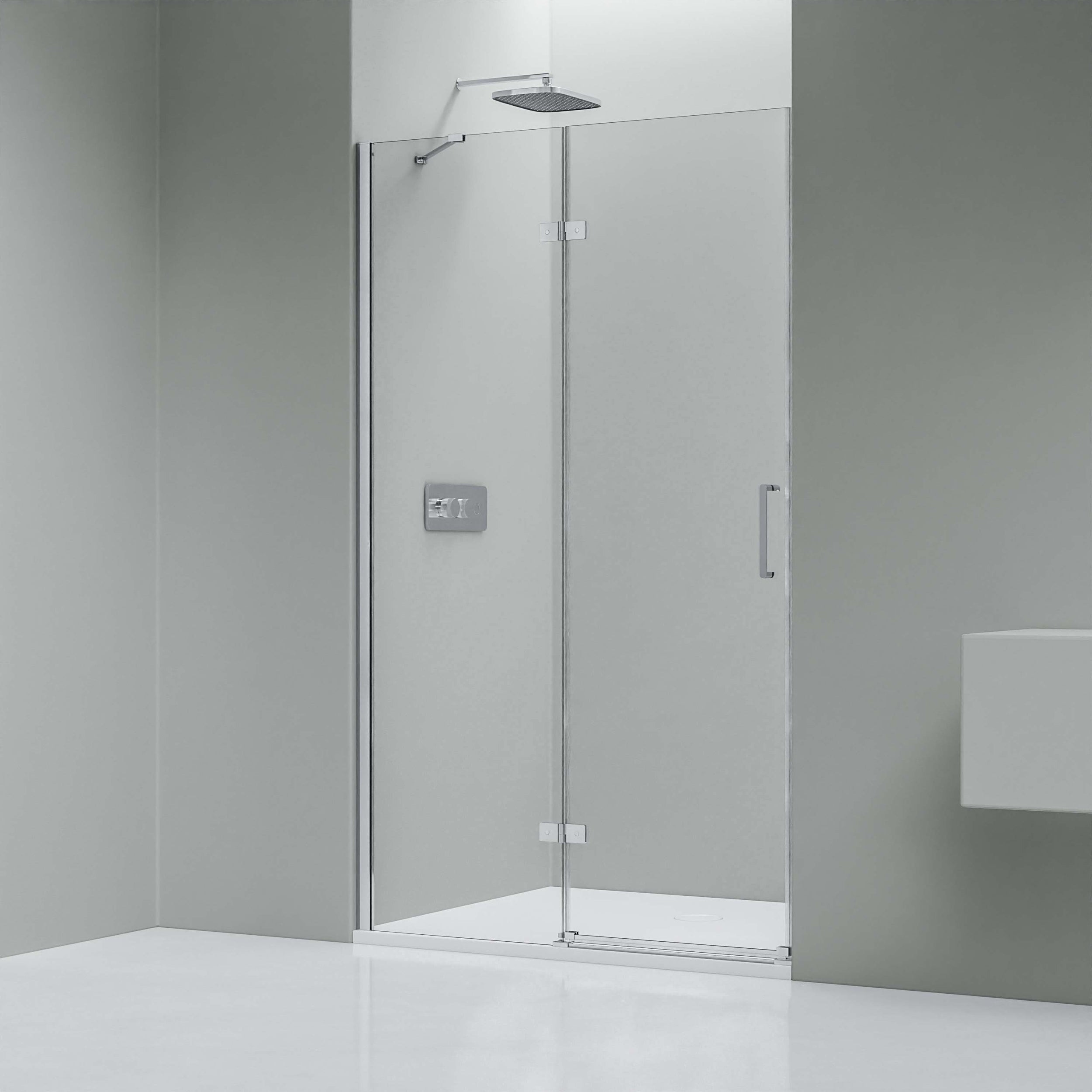 Douche de niche avec porte pivotante sur panneau fixe NT403