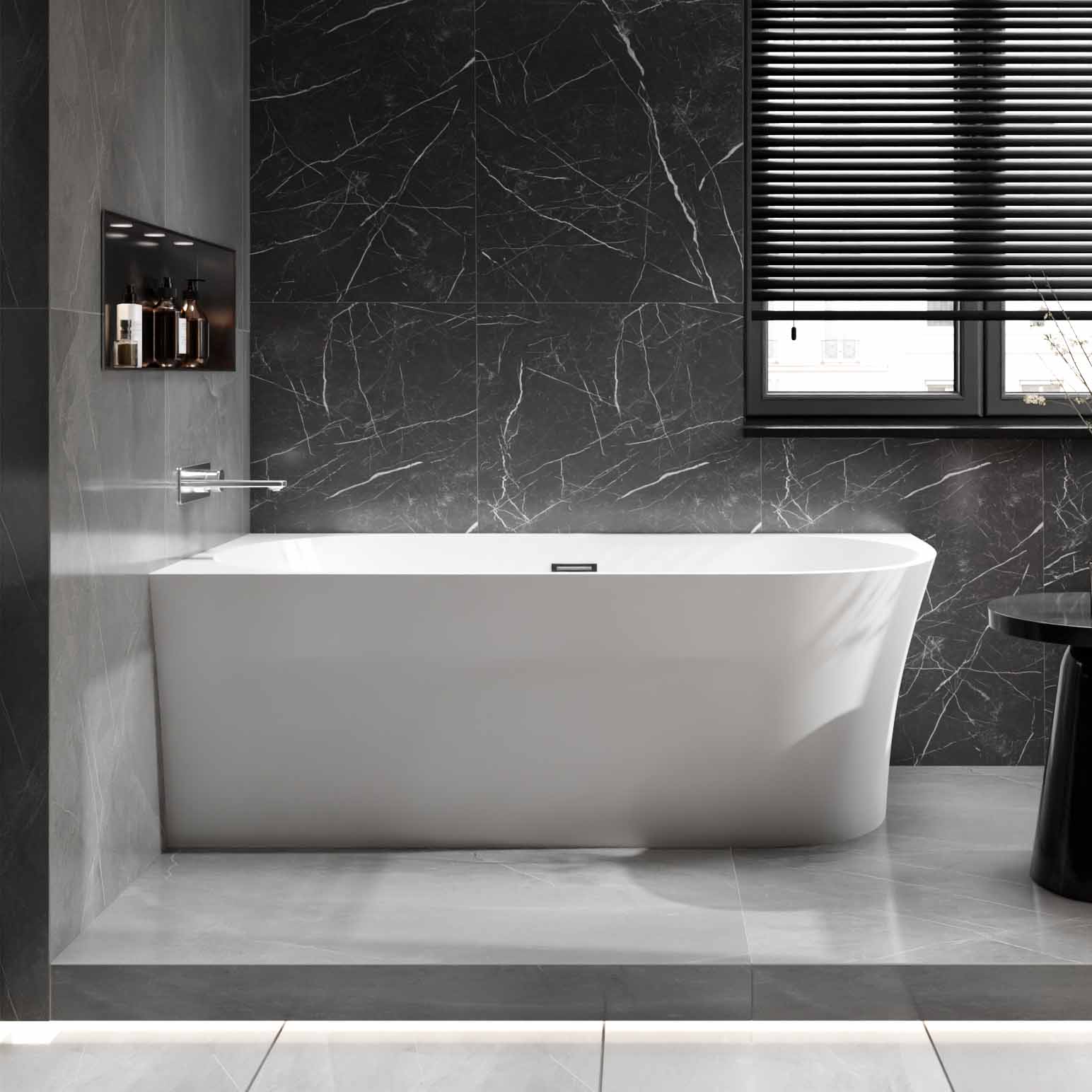 Baignoire d'angle semi-ilot NORA CORNER - Acrylique