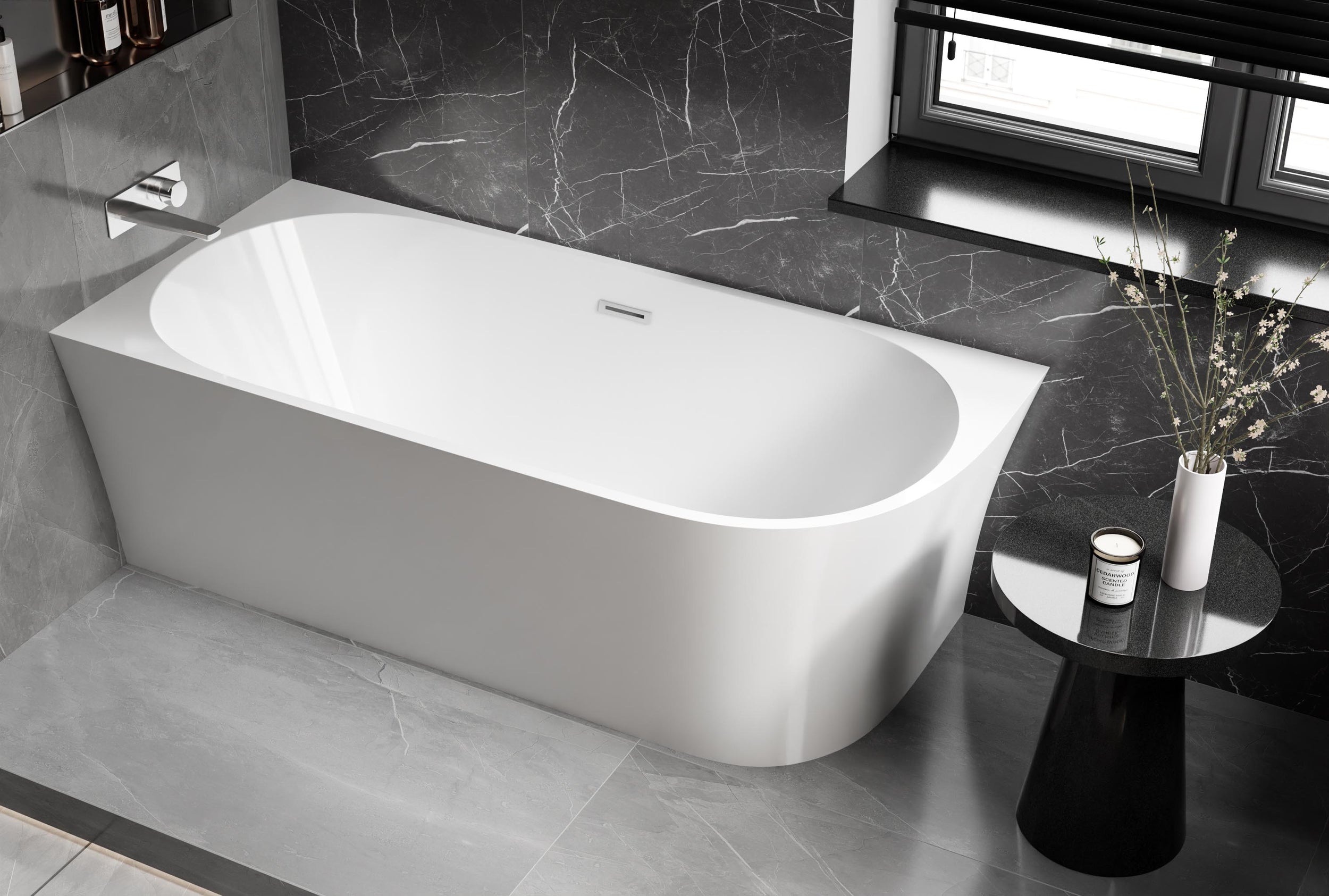 Baignoire d'angle semi-ilot NORA CORNER - Acrylique