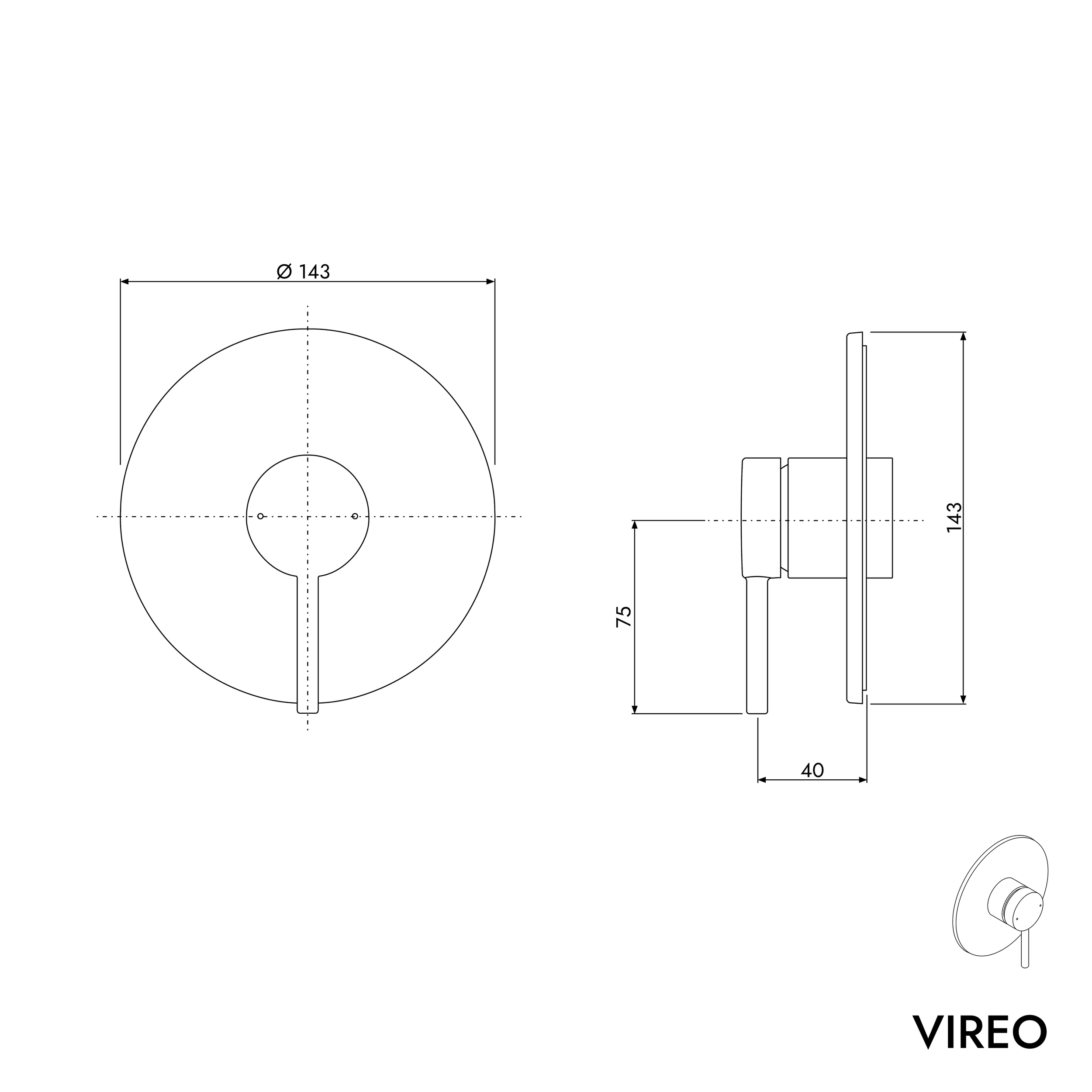VIREO concealed shower fitting
