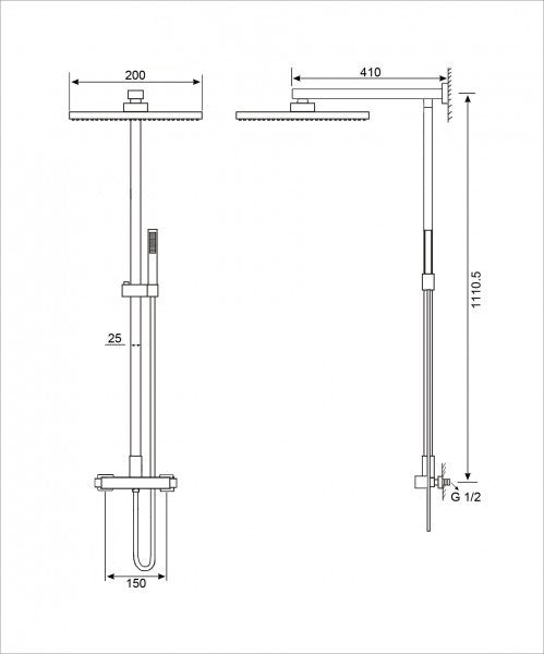 Duschsystem Duschsäule 8921B Basic mit SEDAL-Thermostat