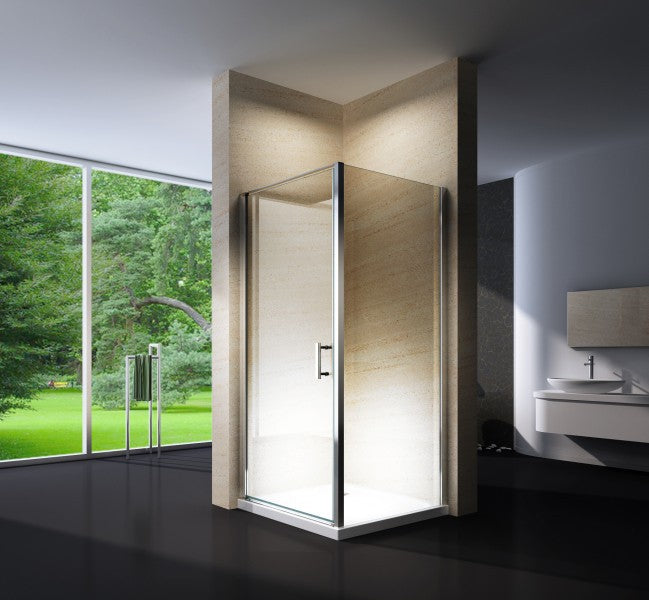 Hoek douchescherm, van echt NANO glas EX416 - 90 x 90 x 195 cm - met douchebak