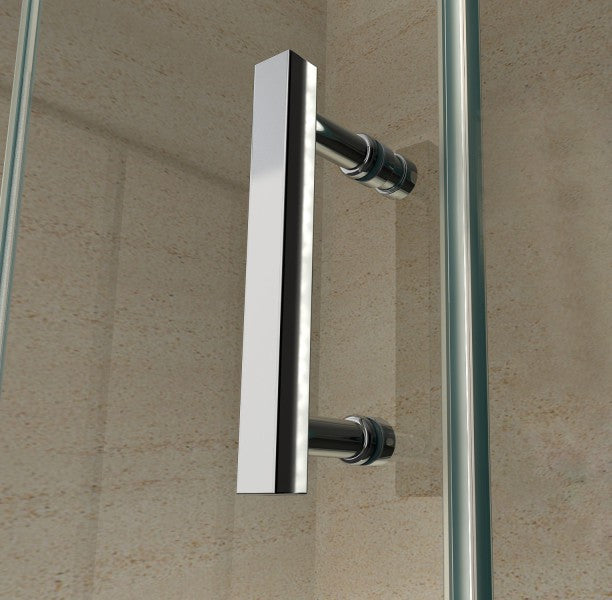 Cabine de douche EX416 - 100 x 100 x 195 cm porte battante et paroi fixe + receveur
