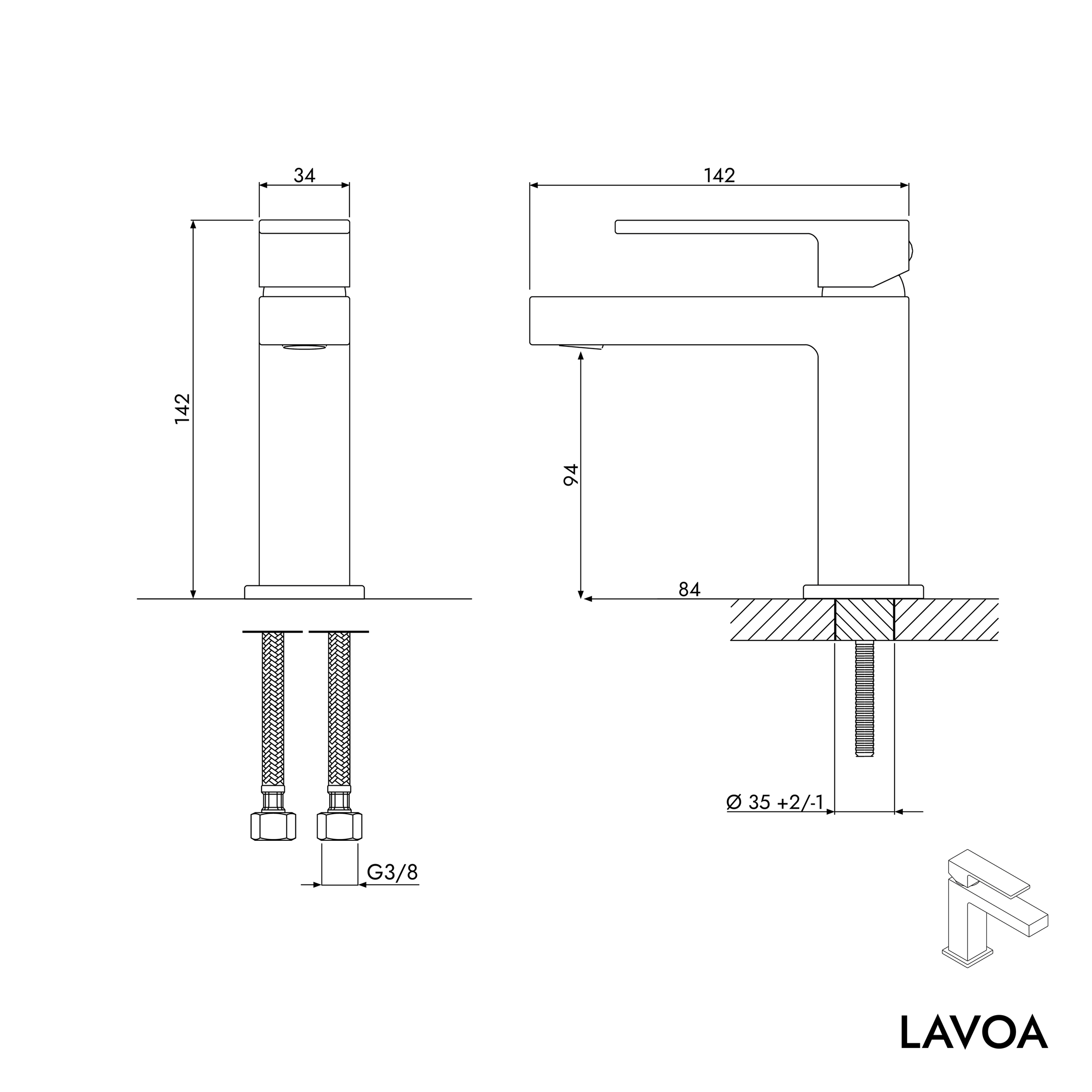LAVOA basin mixer