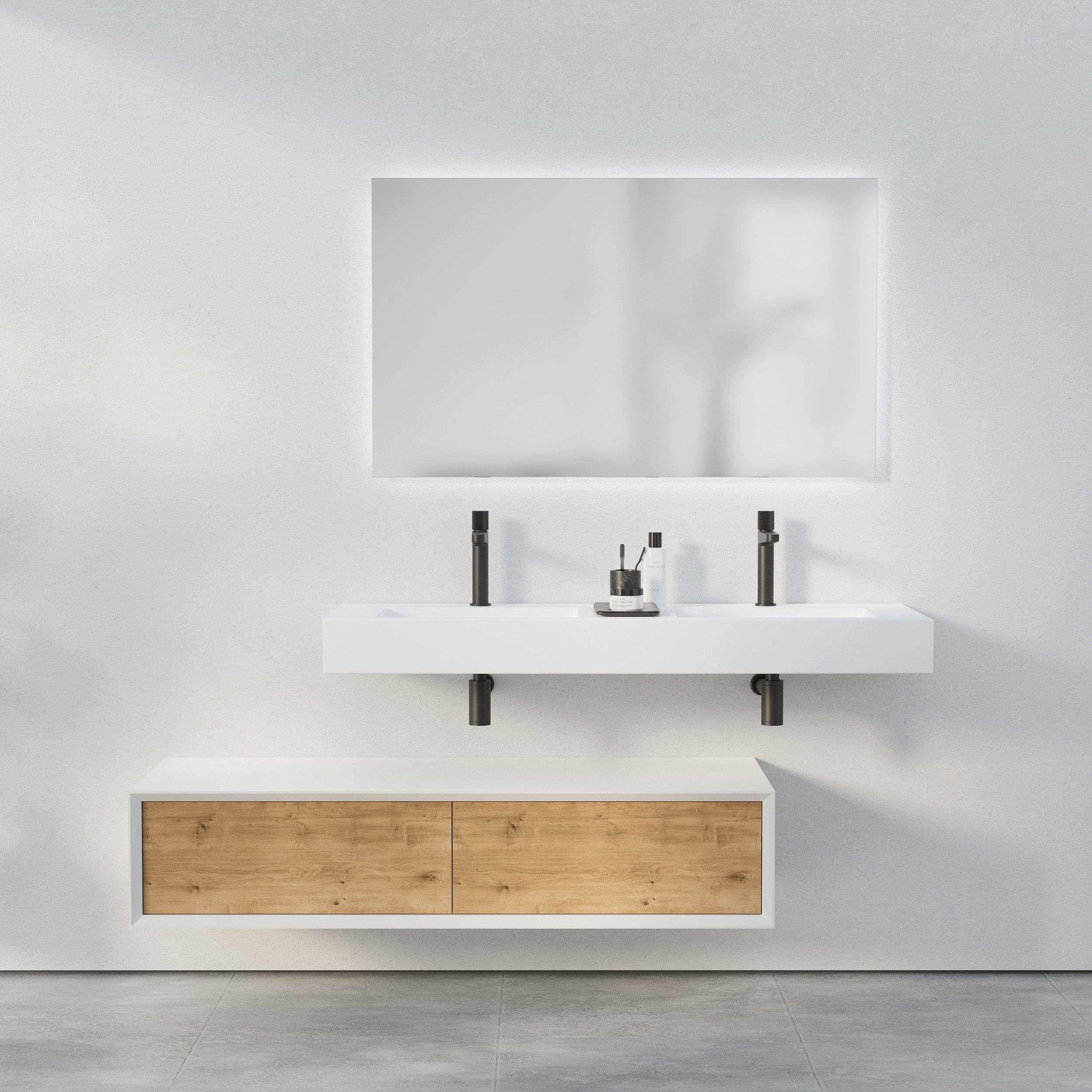 Bathroom Sideboard Fiona Slim 140 cm White Matt 