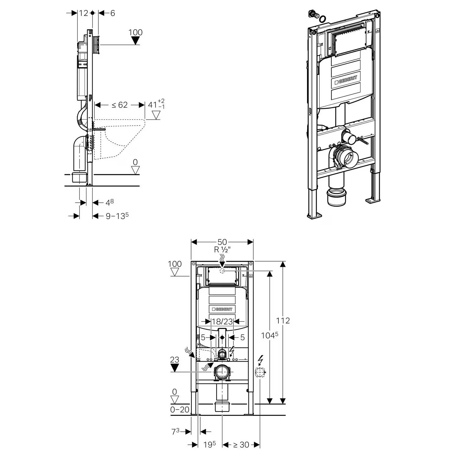 Douche-wc compleetset PREMIUM 1102 met Geberit Duofix voorwandelement