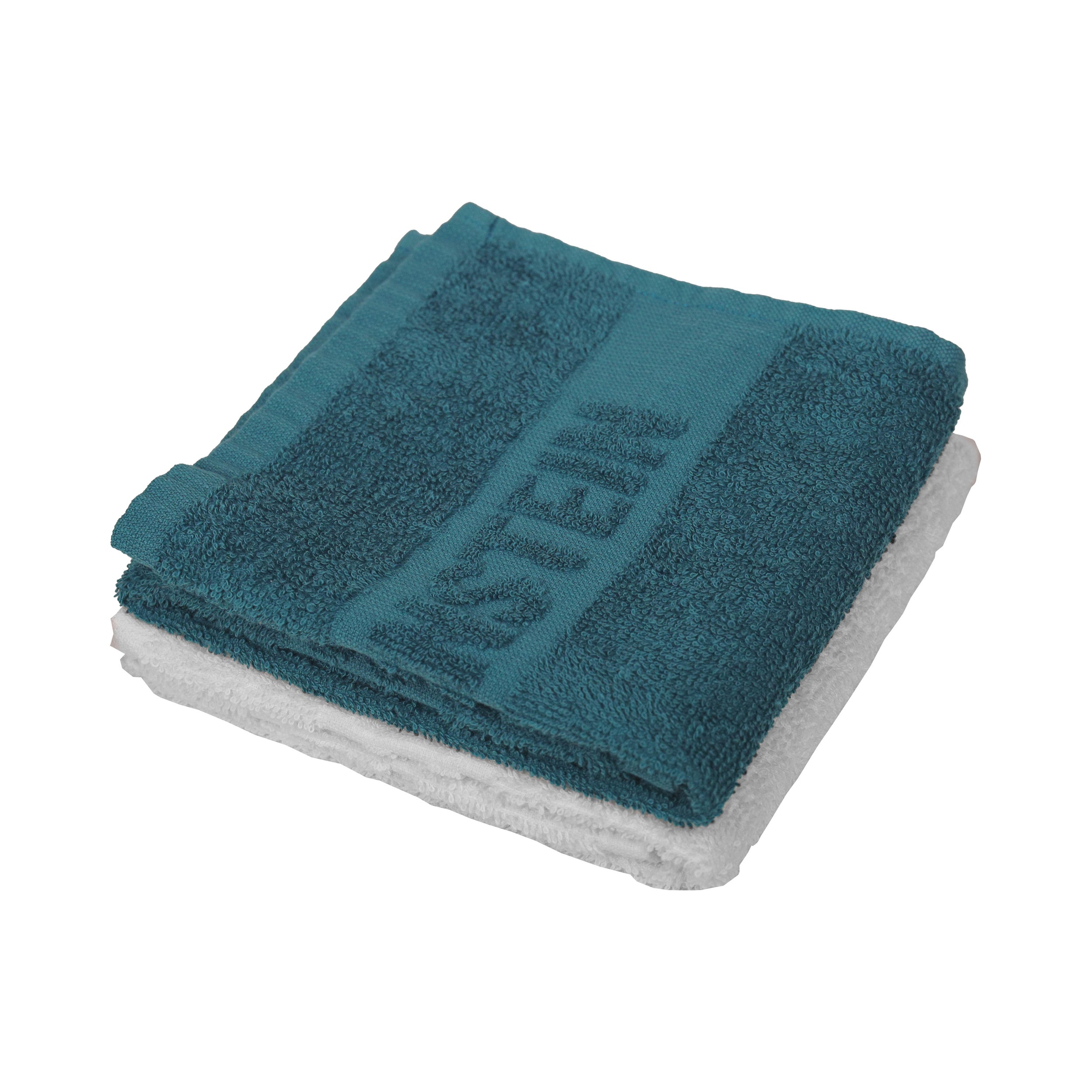 Bernstein Guest Towels PURECOTTON - 2-Piece Set Petroleum Blue & White