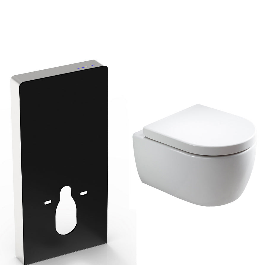 Ensemble complet - WC suspendu NT2039 Blanc avec siège Soft-Close et module sanitaire 805S Noir