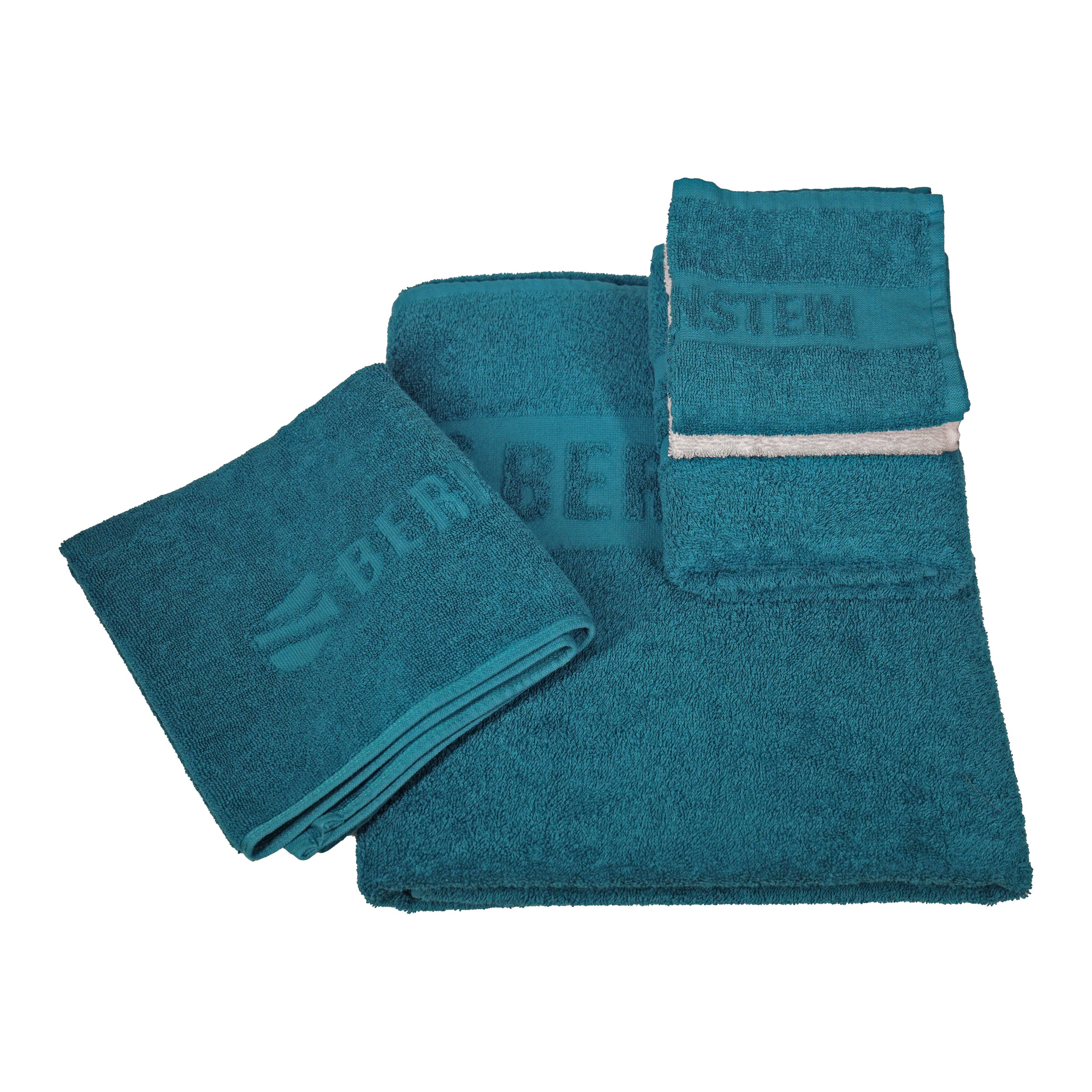 Bernstein Guest Towels PURECOTTON - 2-Piece Set Petroleum Blue & White