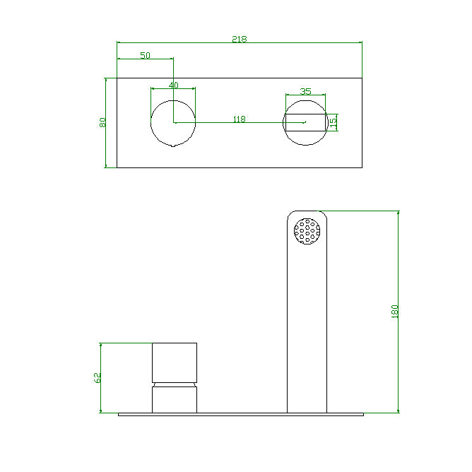 2 Hole wall-mounted basin mixer tap 9908C