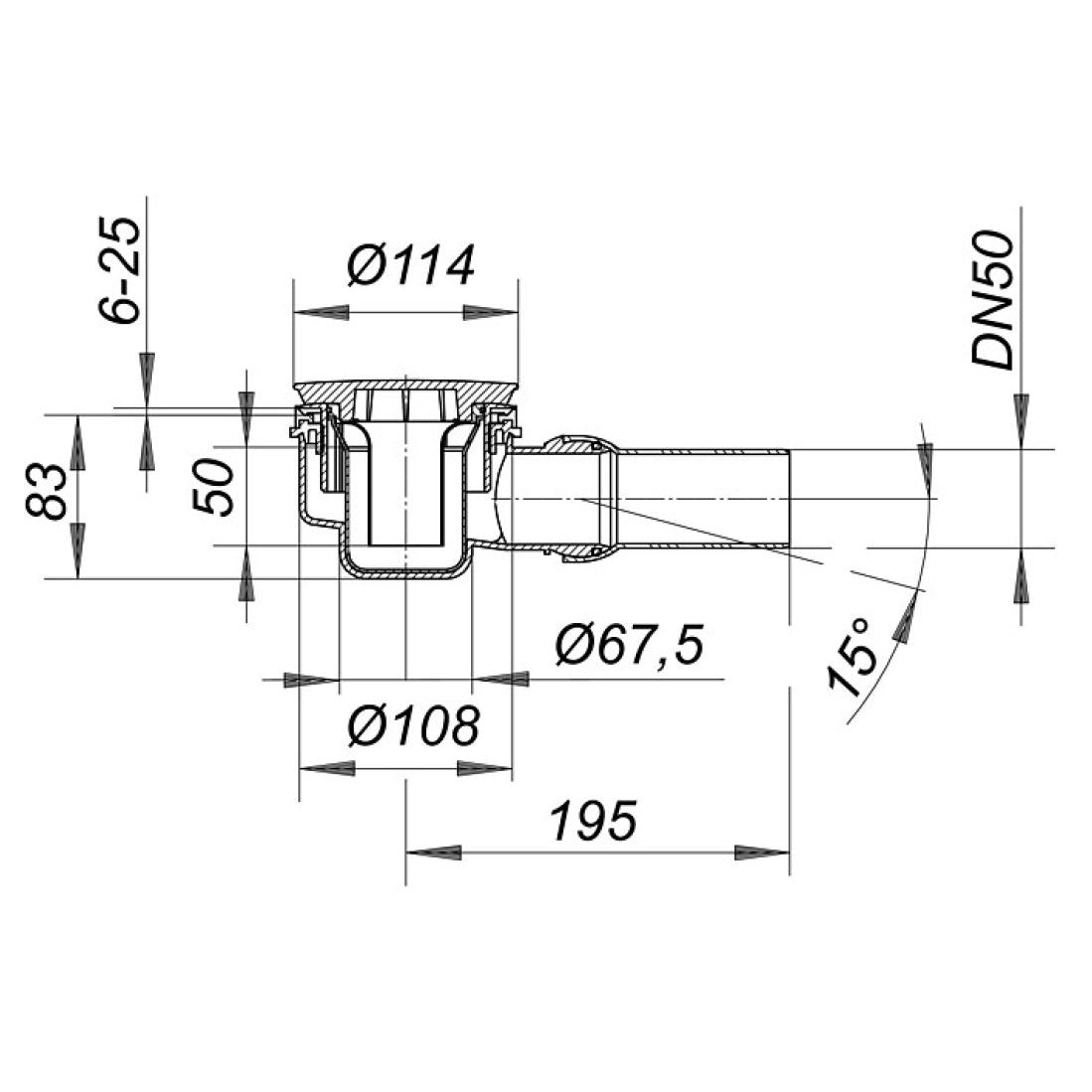 Dallmer douchebakafvoer ORIO 85 mm hoogte