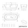 Freestanding bath tub JAZZ PLUS 2.0 acrylic white matt