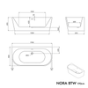 NORA Acrylic White Semi-Free-Standing Space-Saving Bath