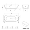 Freestanding bath tub ROMA 2.0 acrylic white matt