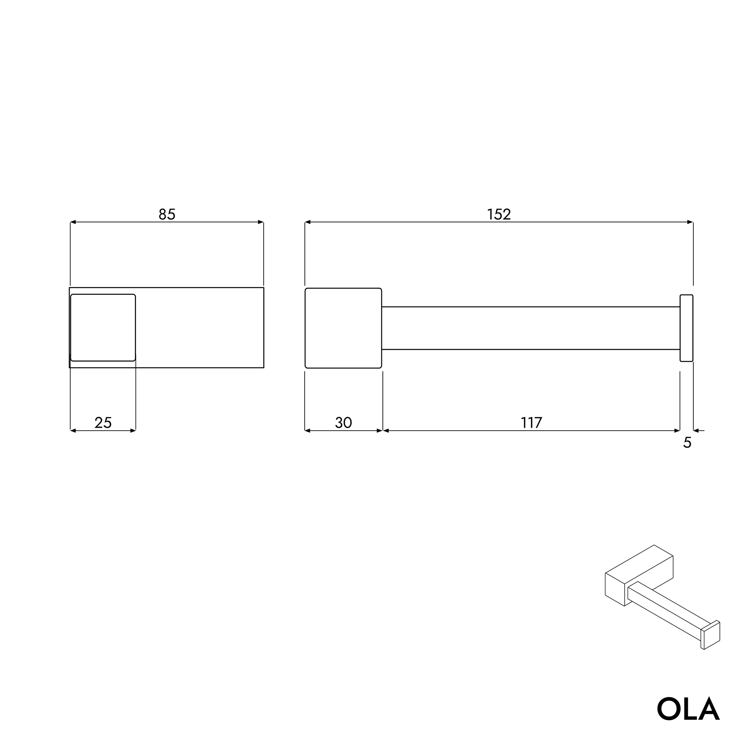 Paper roll holder OLA - with shelf