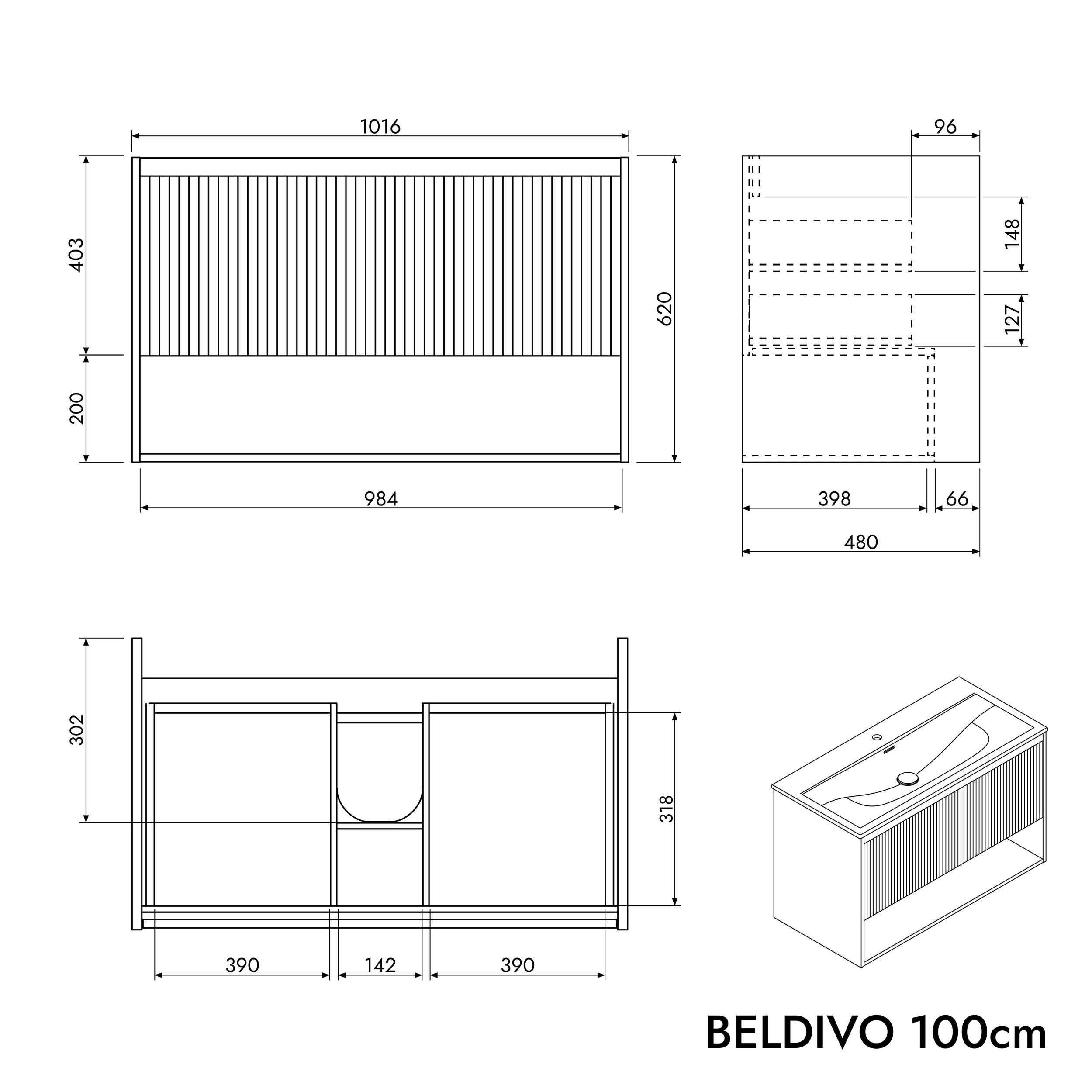 Duravit washbasin with vanity unit BELDIVO 100 cm
