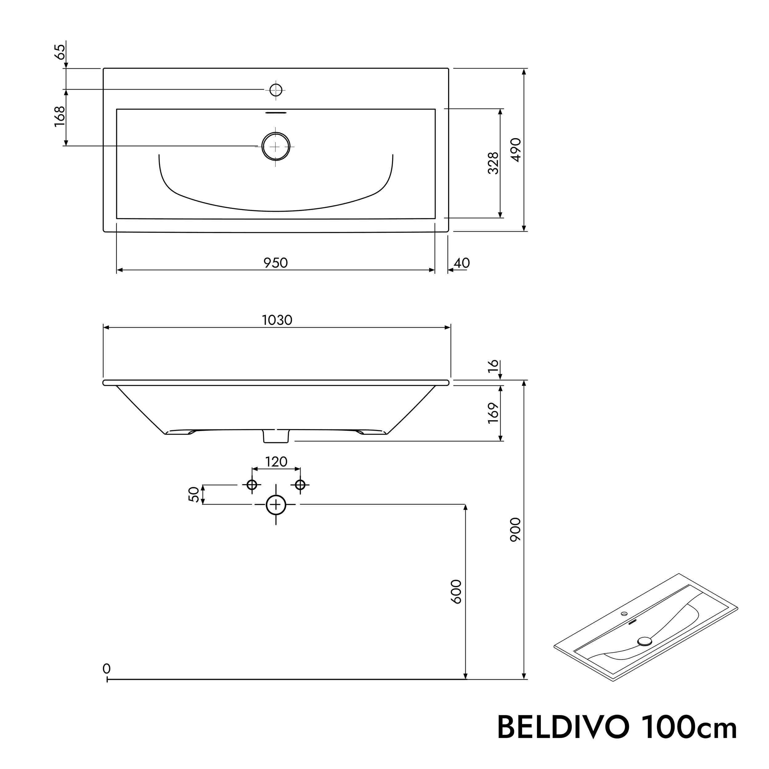 Duravit washbasin with vanity unit BELDIVO 100 cm