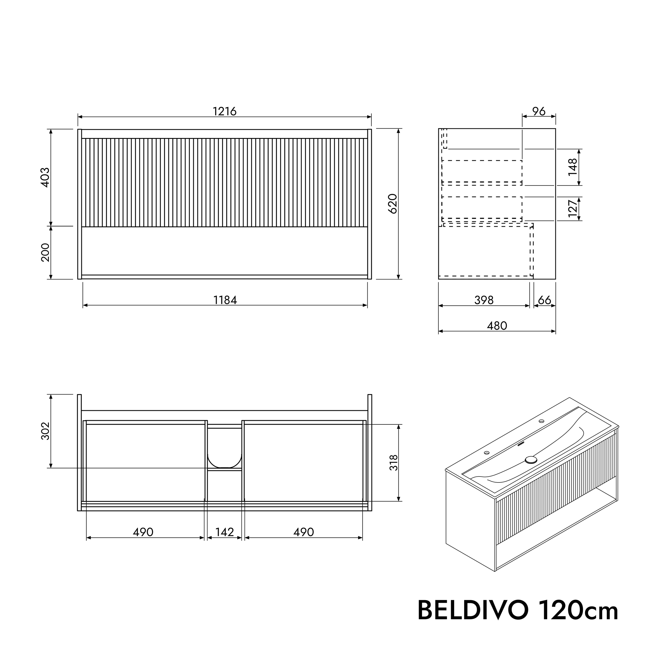 Badmeubel set BELDIVO 120 cm