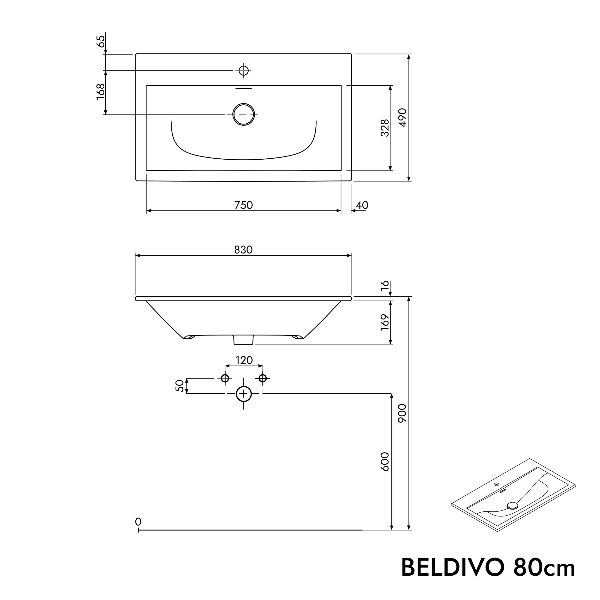 Duravit wastafel met meubel BELDIVO 80 cm