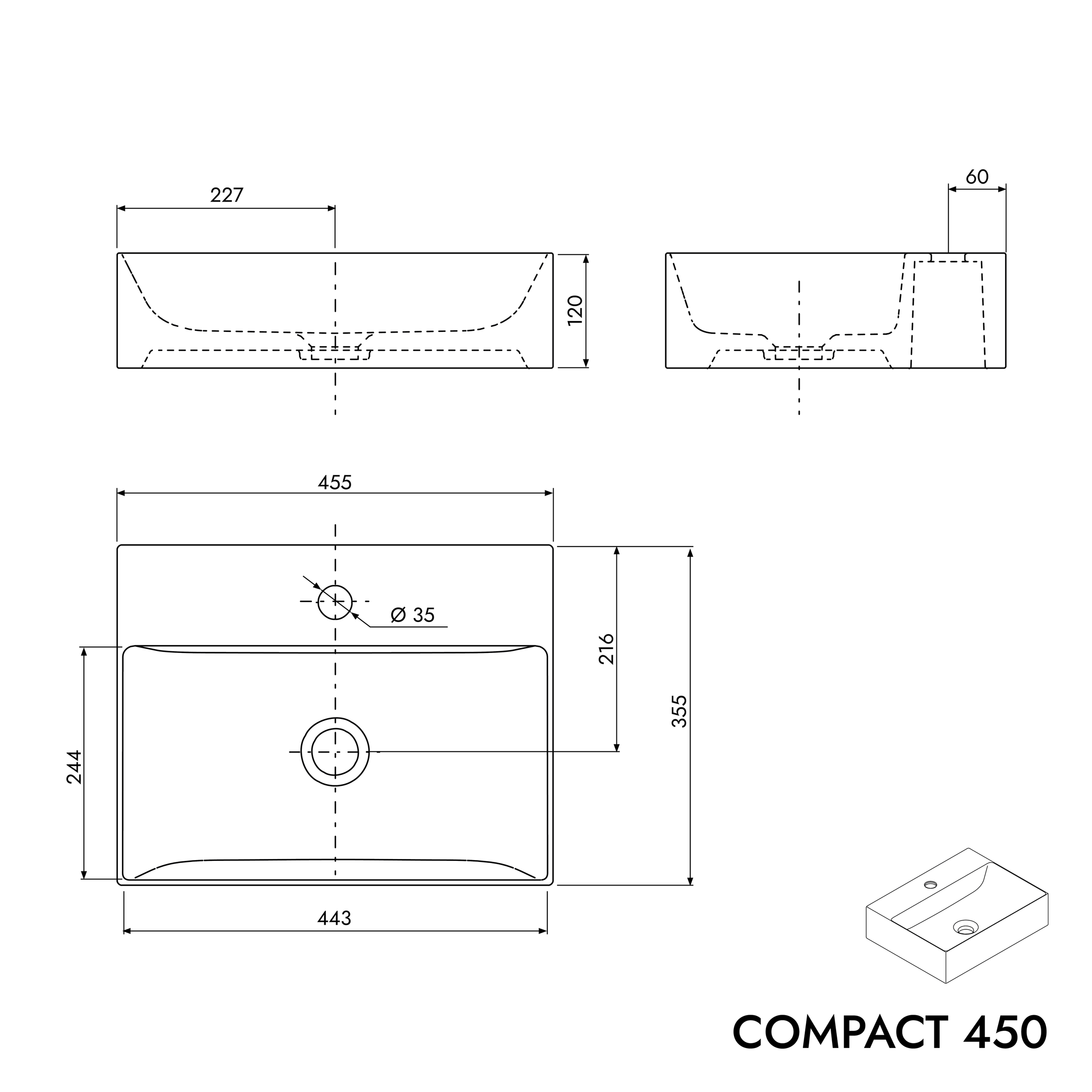 Vanity unit for guest WC COMPACT 450