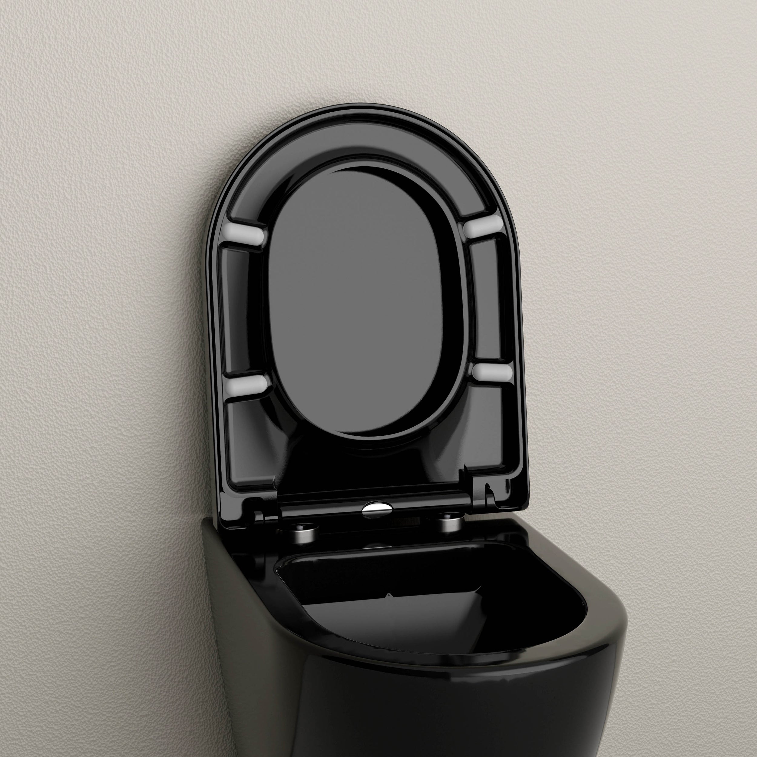 Abattant WC universel U1002 - fonction Softclose - Noir brillant