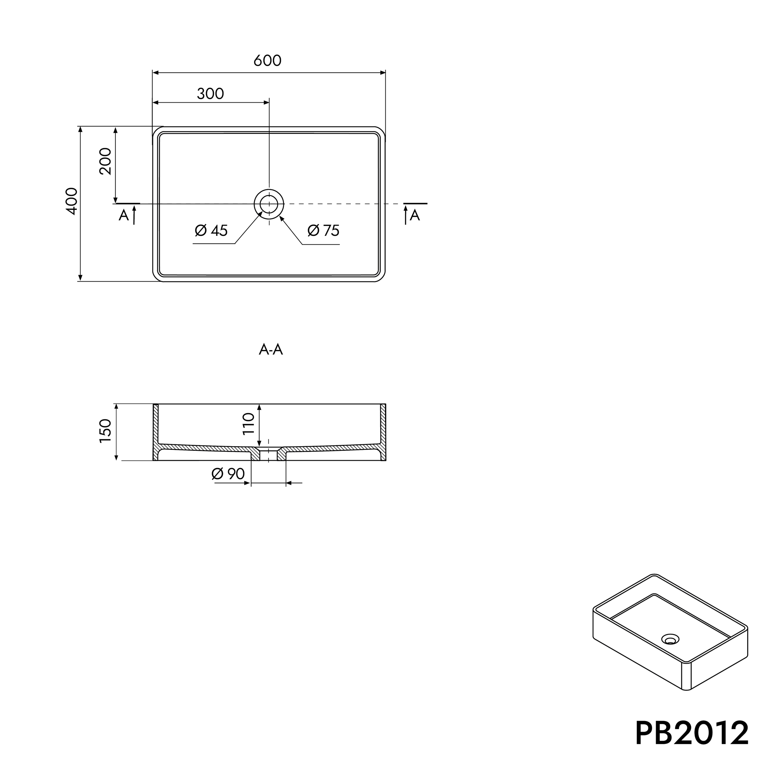 Countertop washbasin PB2012