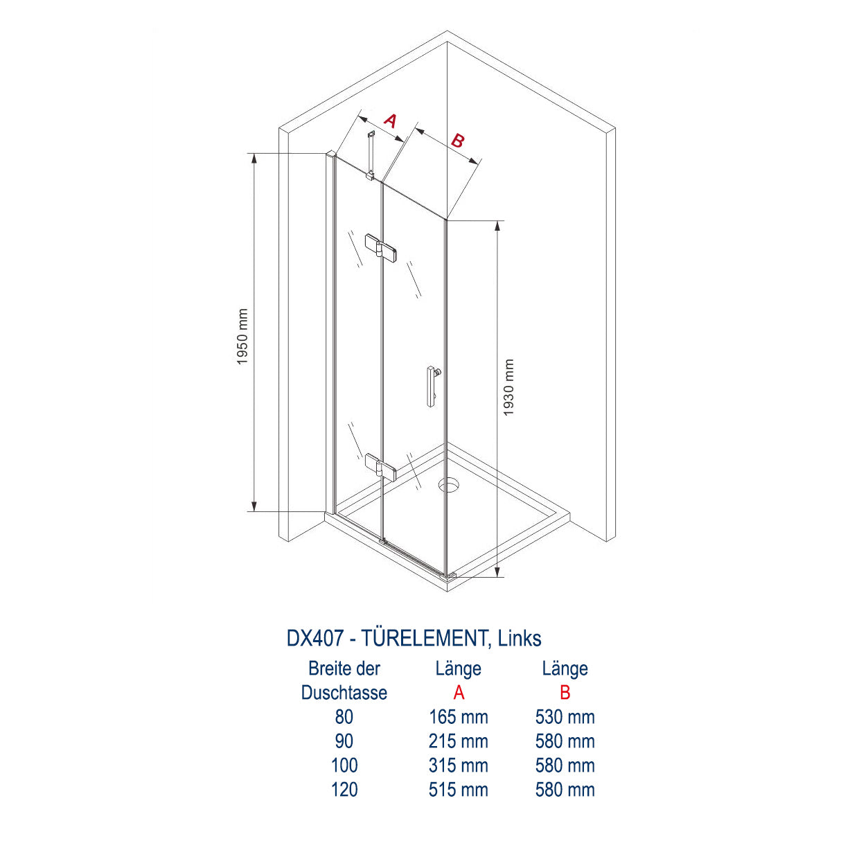 Corner shower with hinged doors DX407