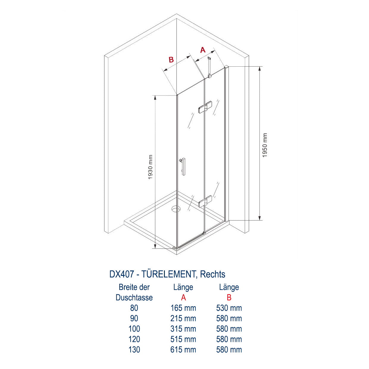 Corner shower with hinged doors DX407