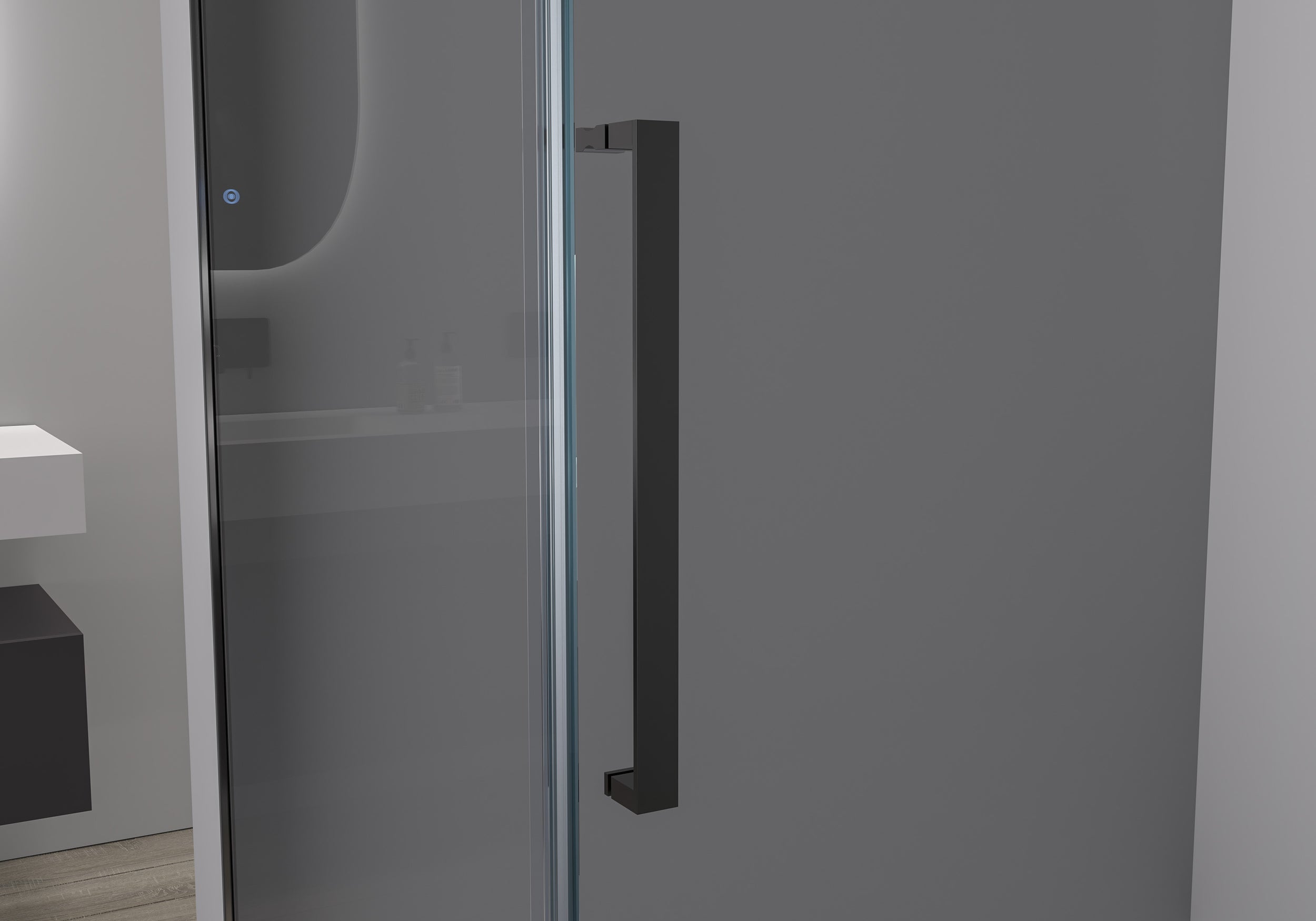 Soft-Close Sliding Door Shower and Side Panel DX906 FLEX - Matt Black profiles - 8 mm  - selectable dimensions