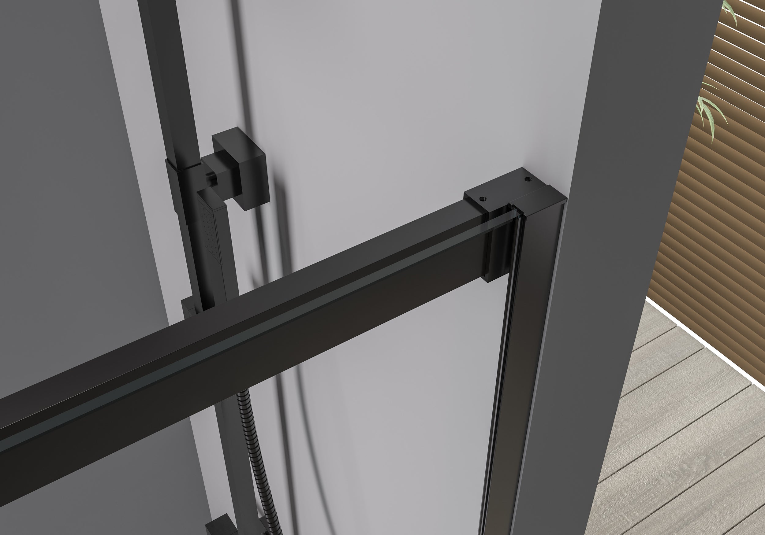 Soft-Close Sliding Door Shower and Side Panel DX906 FLEX - Matt Black profiles - 8 mm  - selectable dimensions