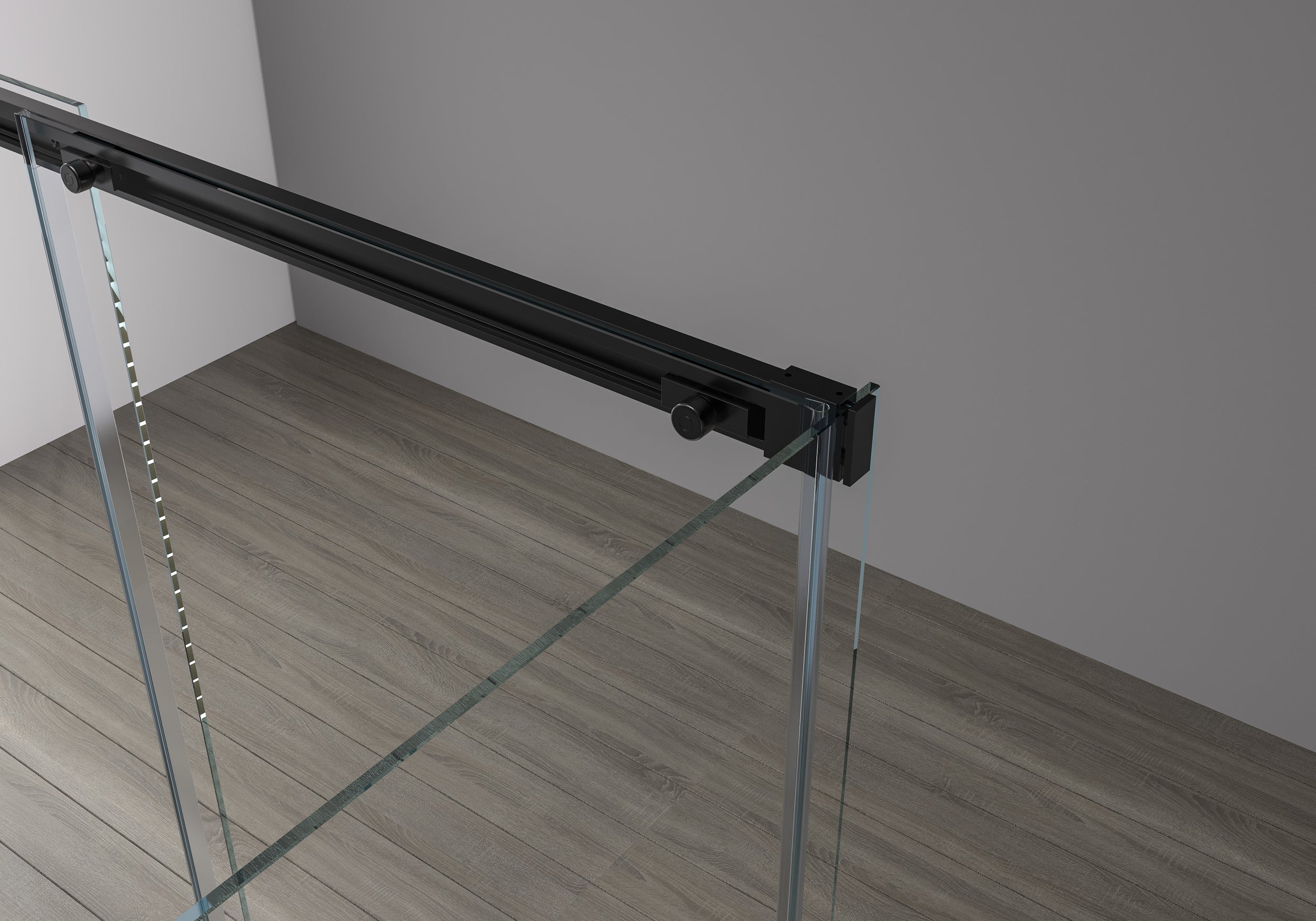 Soft-Close Sliding Door Shower and Side Panel DX906 FLEX - Matt Black profiles - 8 mm  - selectable dimensions