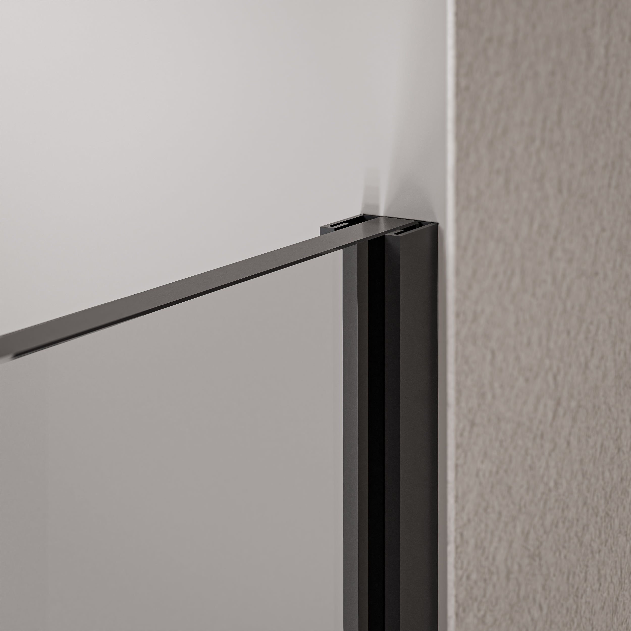 Walk-in Shower enclosure 10mm nano clear glass EX102 - 1 glass wall stainless steel profile matt black - width selectable