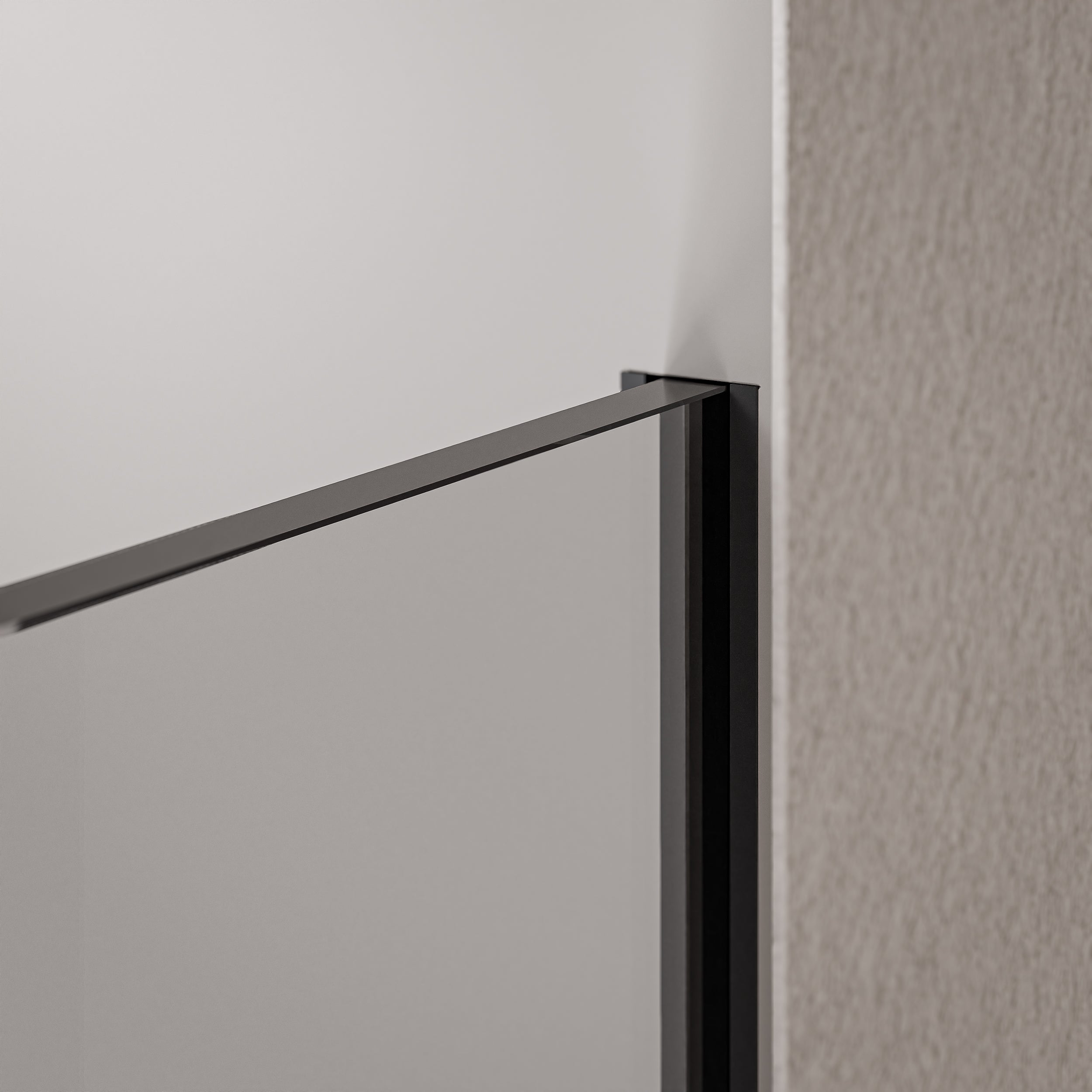 Walk-in Shower enclosure 10mm nano clear glass EX102 - 1 glass wall stainless steel profile matt black - width selectable