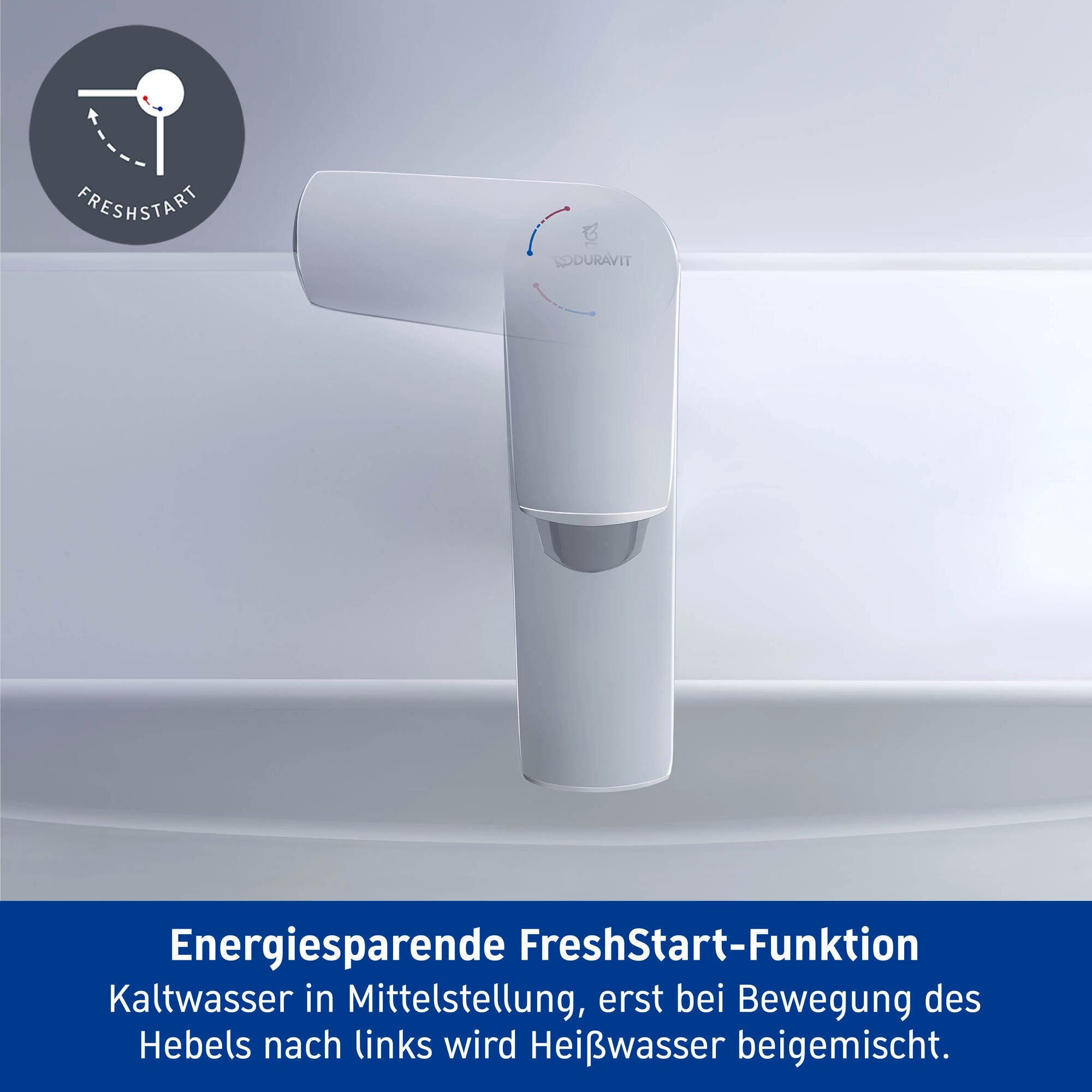 Duravit DuraVelez wastafelmengkraan, met energiebesparende FreshStart functie, 18,7 cm (maat M), chroom