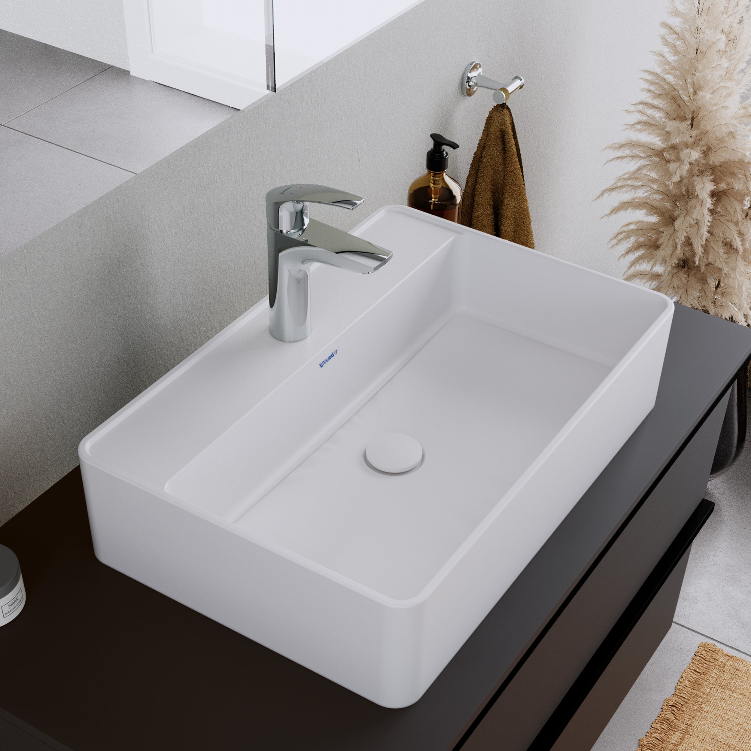 Duravit DuraVelez Waschtischarmatur, mit energiesparender FreshStart-Funktion, 18,7 cm (Größe M), Chrom