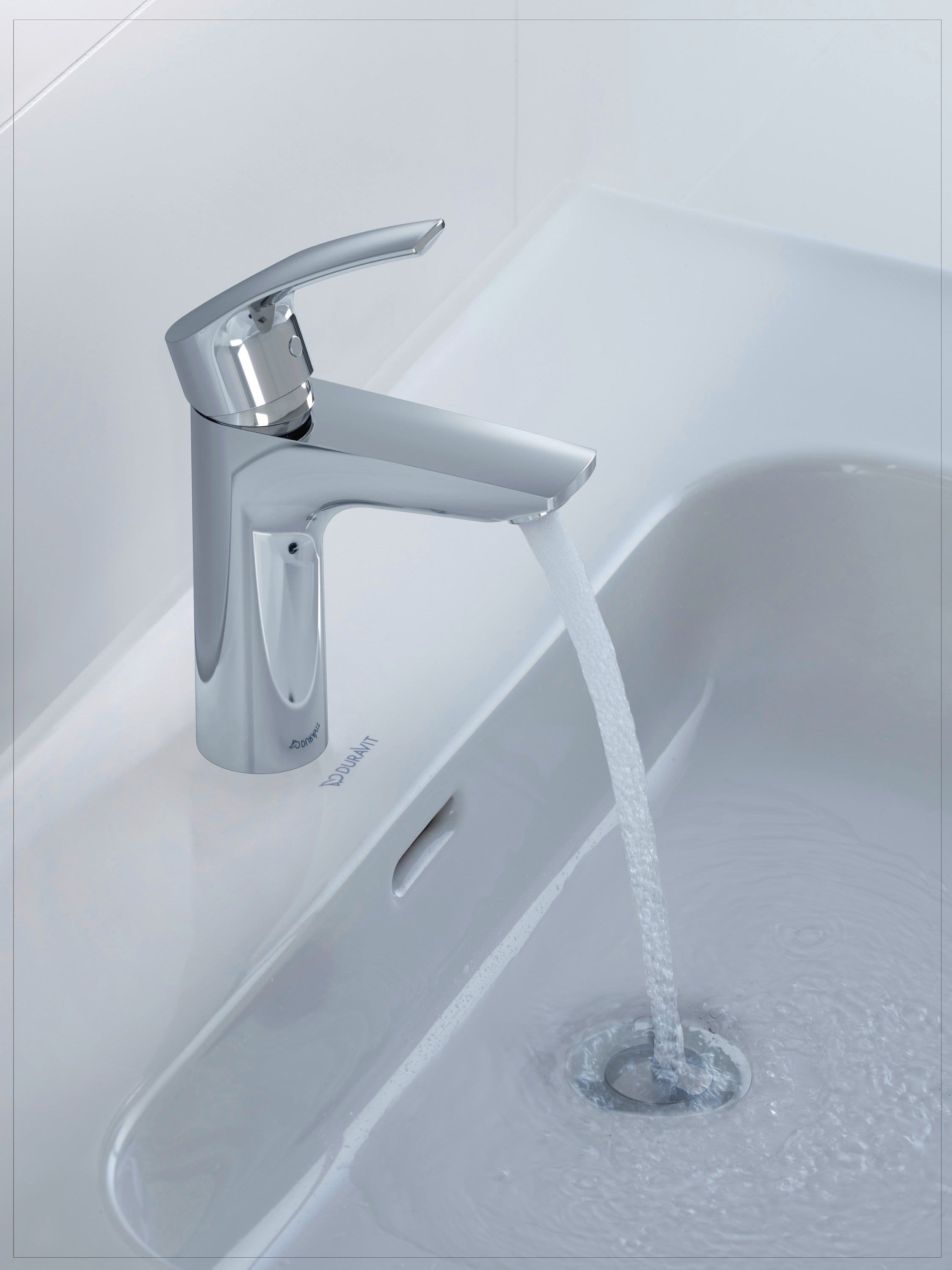 Robinet de lavabo Duravit DuraVelez, avec fonction FreshStart économisant l'énergie, 18,7 cm (taille M), chrome