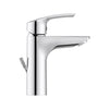 Duravit DuraVelez basin mixer, with energy-saving FreshStart function, 18.7 cm (size M), chrome - with pop-up waste