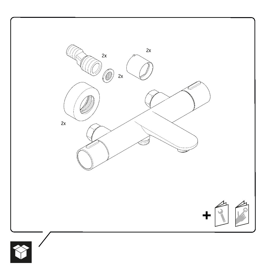 Wave Duravit robinetterie de baignoire avec thermostat - montage apparent - 2 consommateurs 